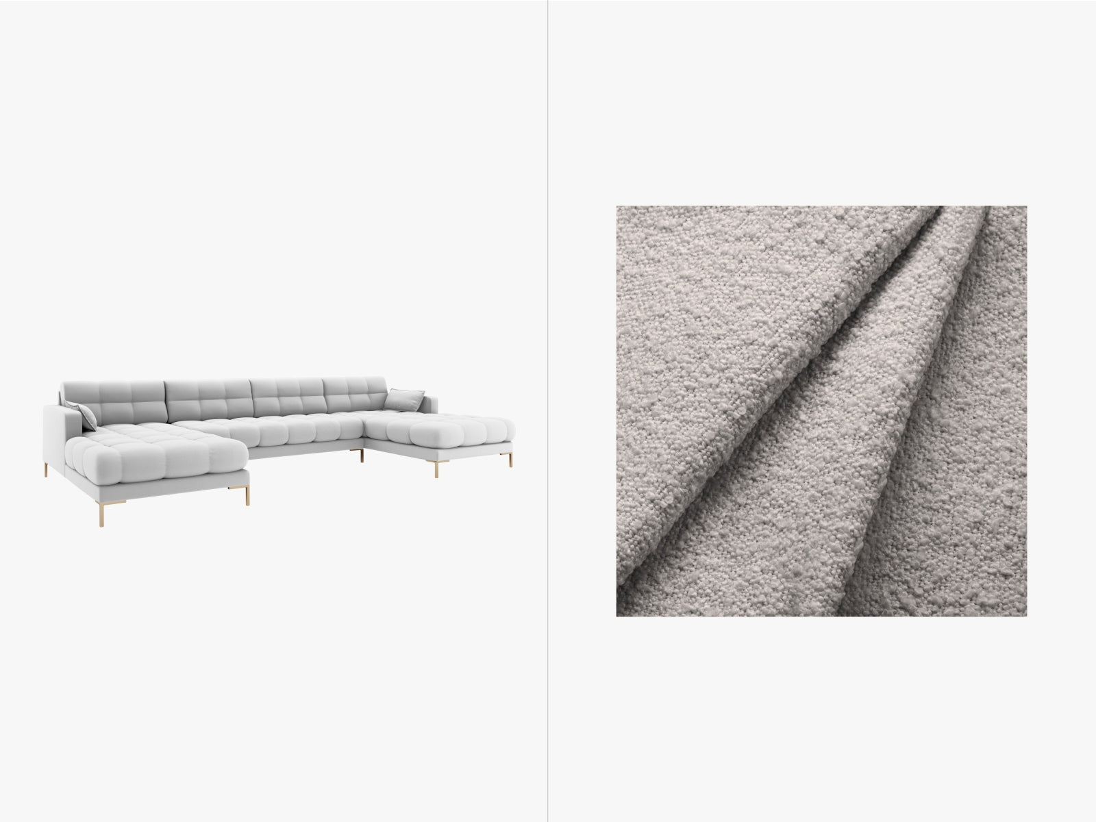 Mamaia Panoramic Sofa 6 Sitzer in Light Grey/Gold präsentiert im Onlineshop von KAQTU Design AG. 5er Sofa ist von Micadoni