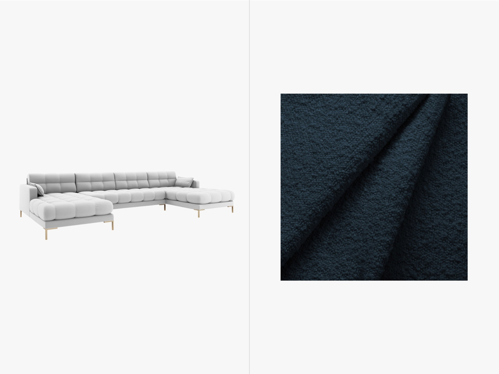 Mamaia Panoramic Sofa 6 Sitzer in Dark Blue/Gold präsentiert im Onlineshop von KAQTU Design AG. 5er Sofa ist von Micadoni