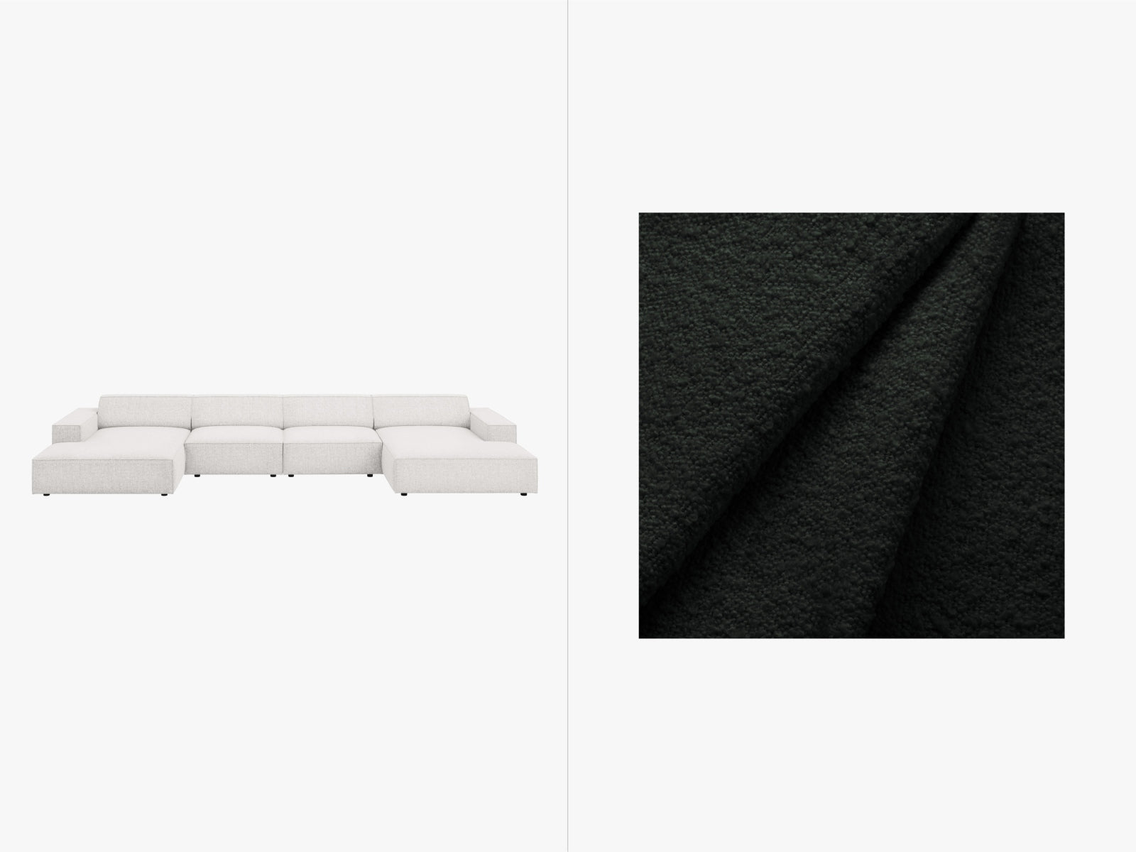 Modulares 6-Sitzer Panoramic Sofa "Jodie" von Micadoni, stilvolles Boucle-Design für komfortable Wohnzimmergestaltung.