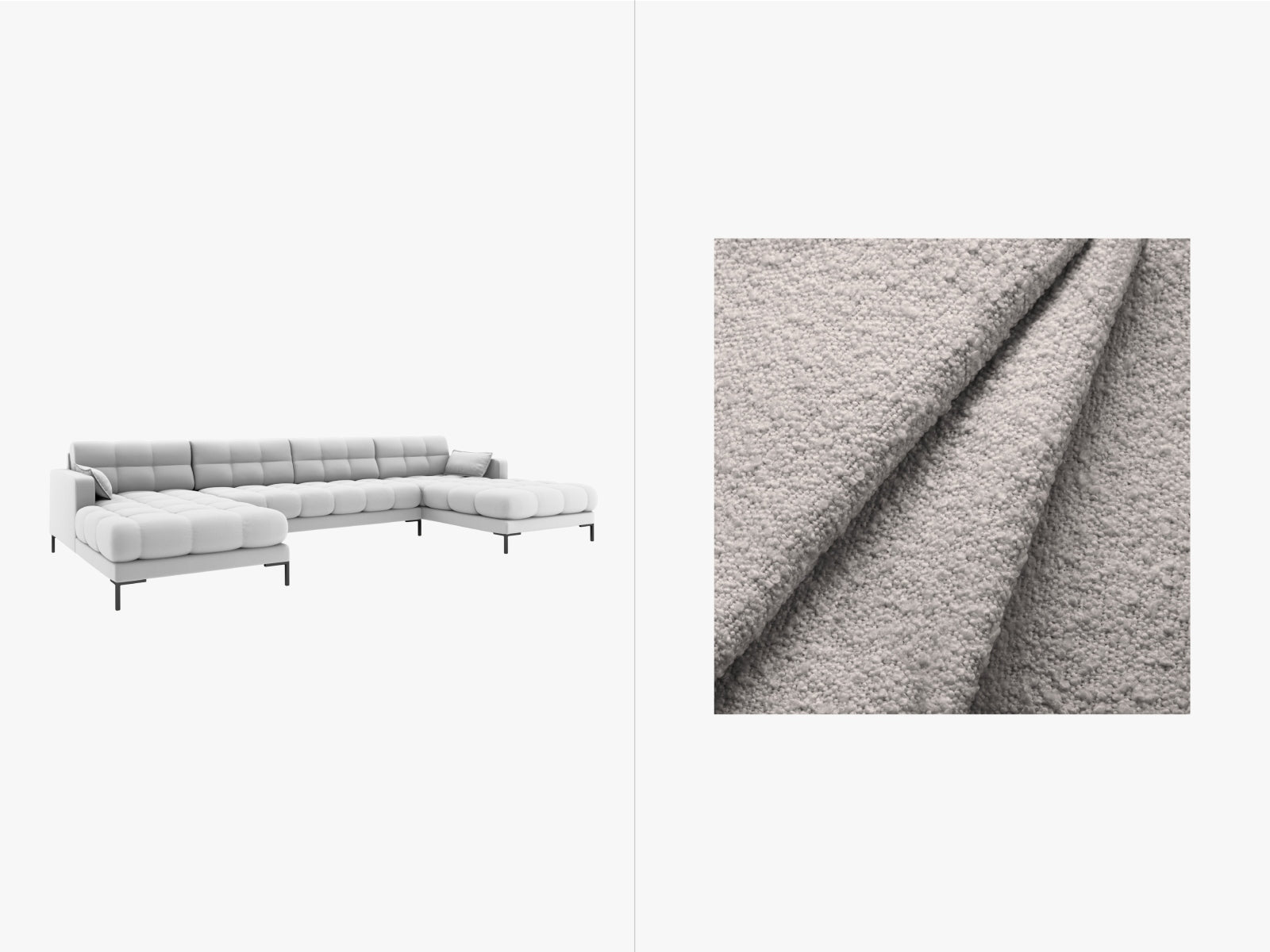 Mamaia Panoramic Sofa 6 Sitzer in Light Grey/Schwarz präsentiert im Onlineshop von KAQTU Design AG. 5er Sofa ist von Micadoni