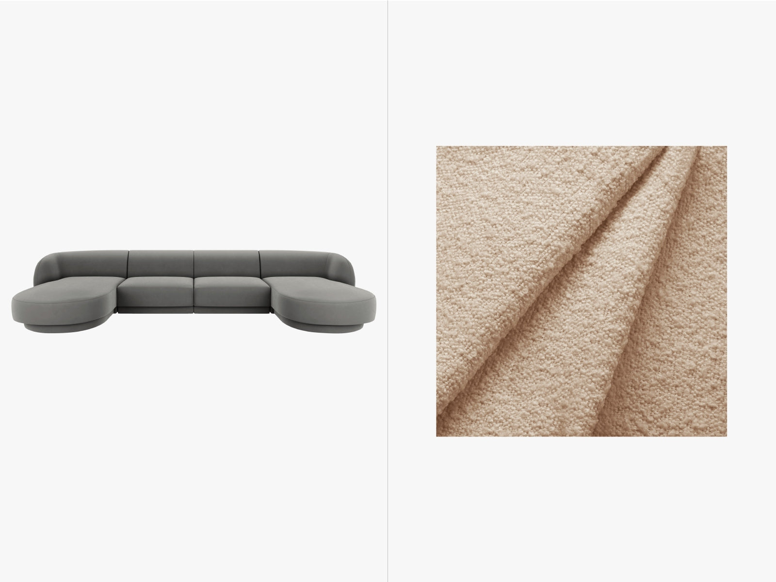 Miley Panoramic Sofa 5 Sitzer in Beige-Baloo präsentiert im Onlineshop von KAQTU Design AG. 5er Sofa ist von Micadoni