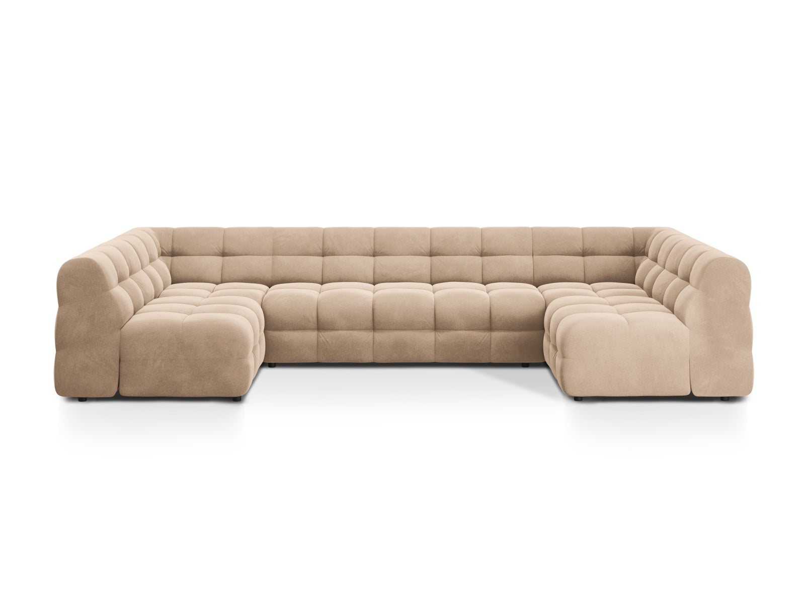 Kendal Velour Panoramic Sofa 7 Sitzer in Almond Beige präsentiert im Onlineshop von KAQTU Design AG. 5er Sofa ist von Micadoni