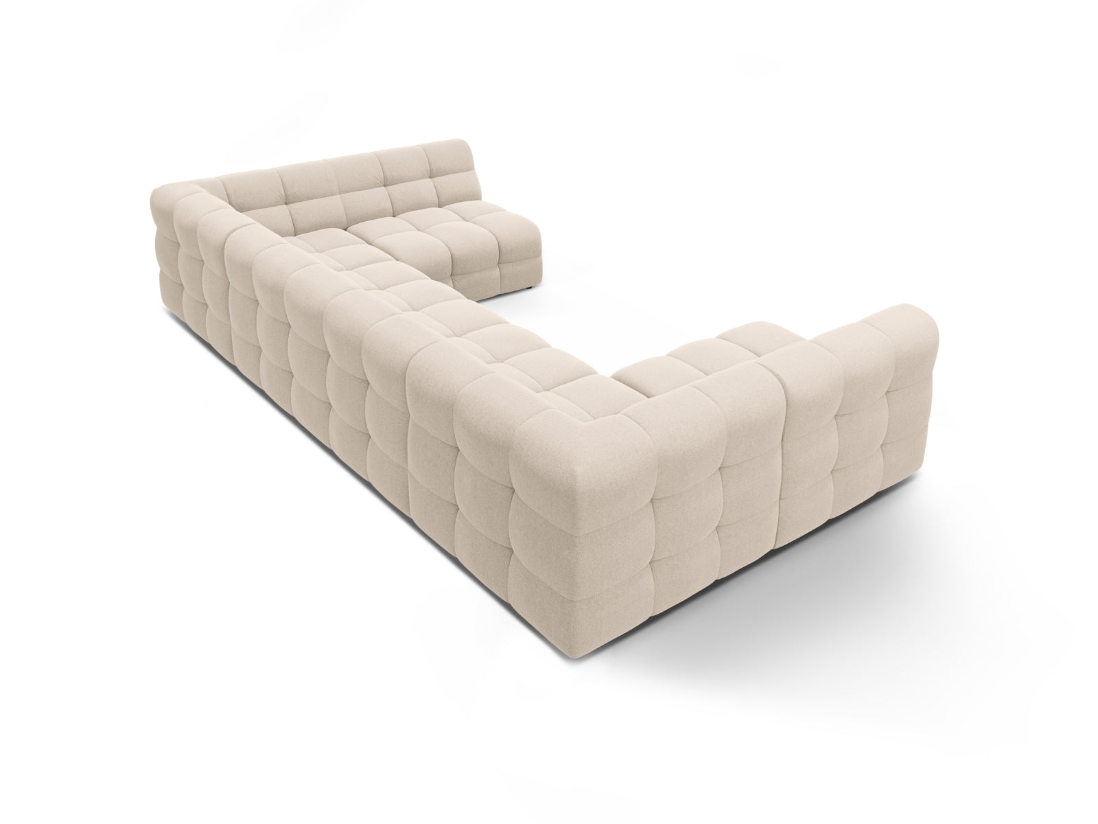 Stilvolles Kendal Panoramic Sofa für 7 Personen in zartem Beige, ideal für gemütliche Abende und gesellige Treffen.