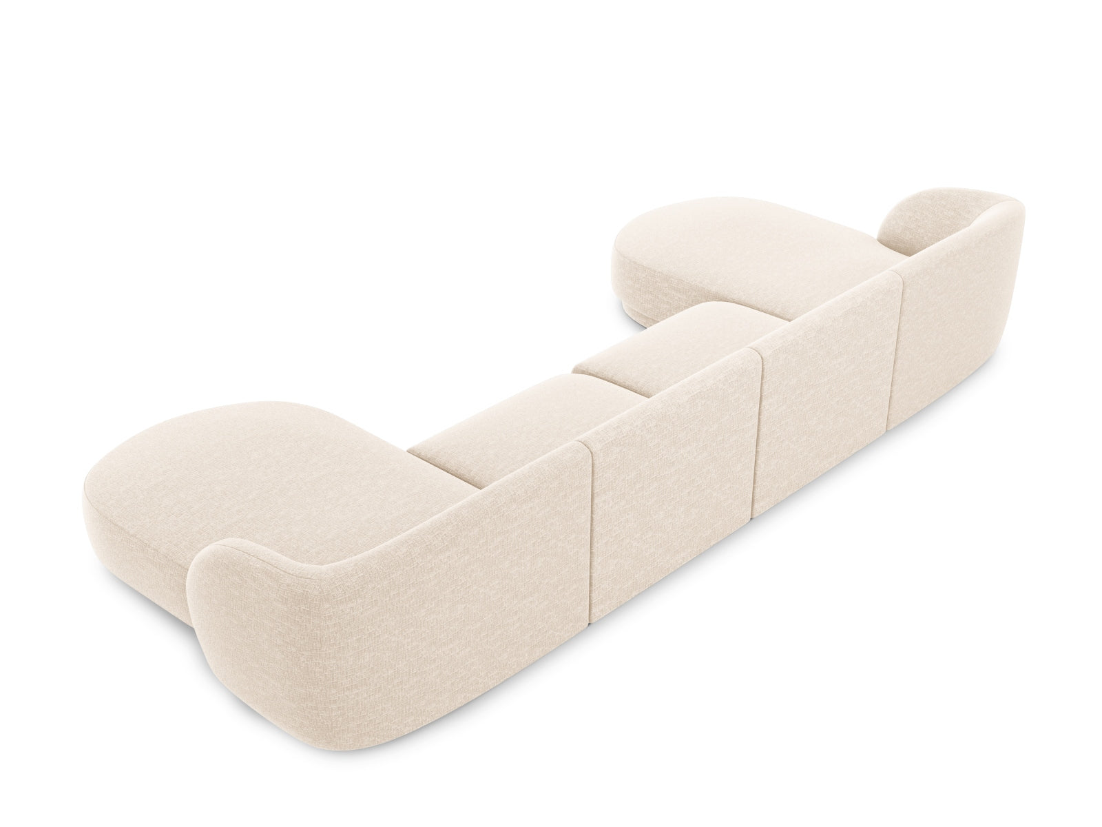 Modernes 5-Sitzer Miley Panoramic Sofa in sanftem Beige, perfekt für gemütliche Abende und stilvolle Einrichtung. Hochwertige Qualität von Micadoni.