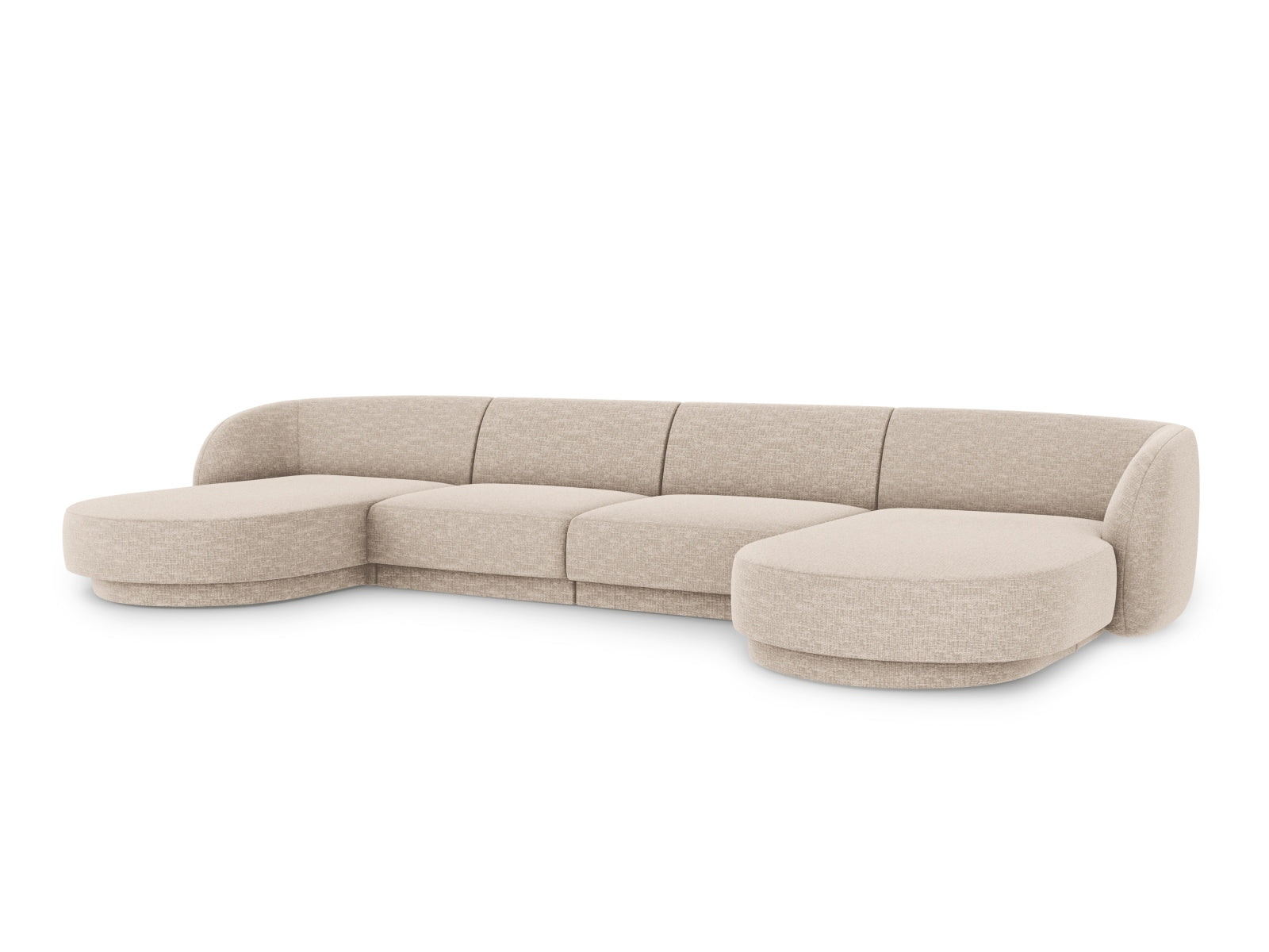 Beige Miley Panoramic Sofa für 5 Personen von Micadoni, stilvolles und modernes Design für Ihr Wohnzimmer.