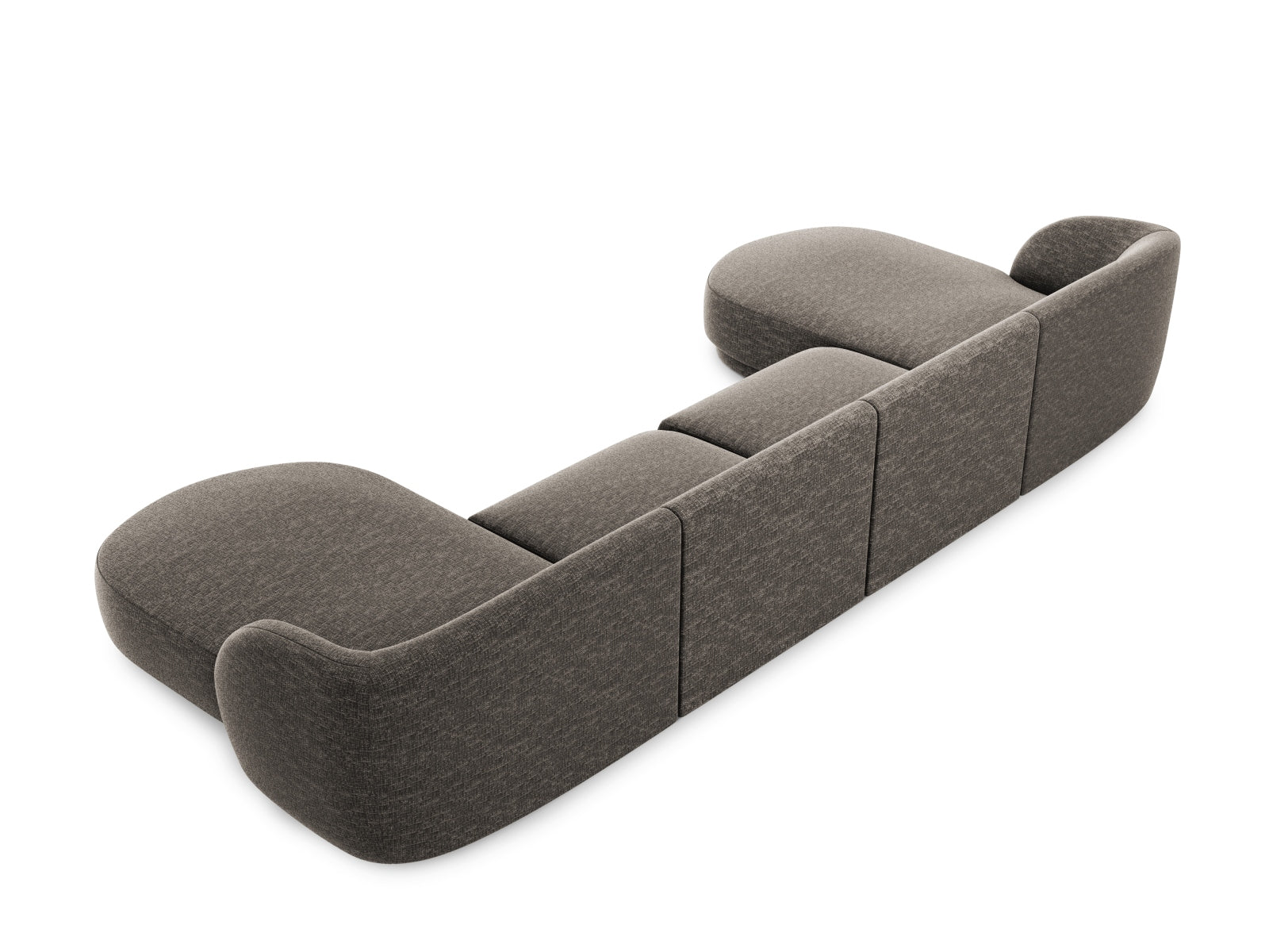 Modernes 5-Sitzer Miley Panoramic Sofa in ansprechendem Grauton, perfekt für gesellige Runden und stilvolle Einrichtung.