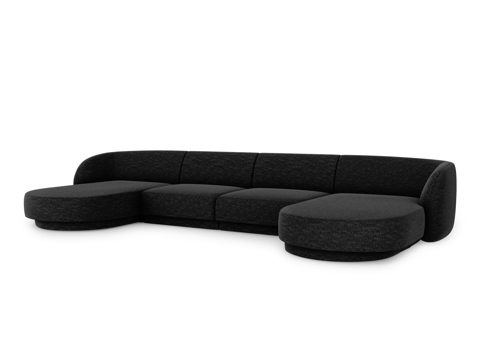 Elegantes Miley Panoramic Sofa für 5 Personen in stilvollem Schwarz, ideal für moderne Wohnräume und gemütliche Abende.