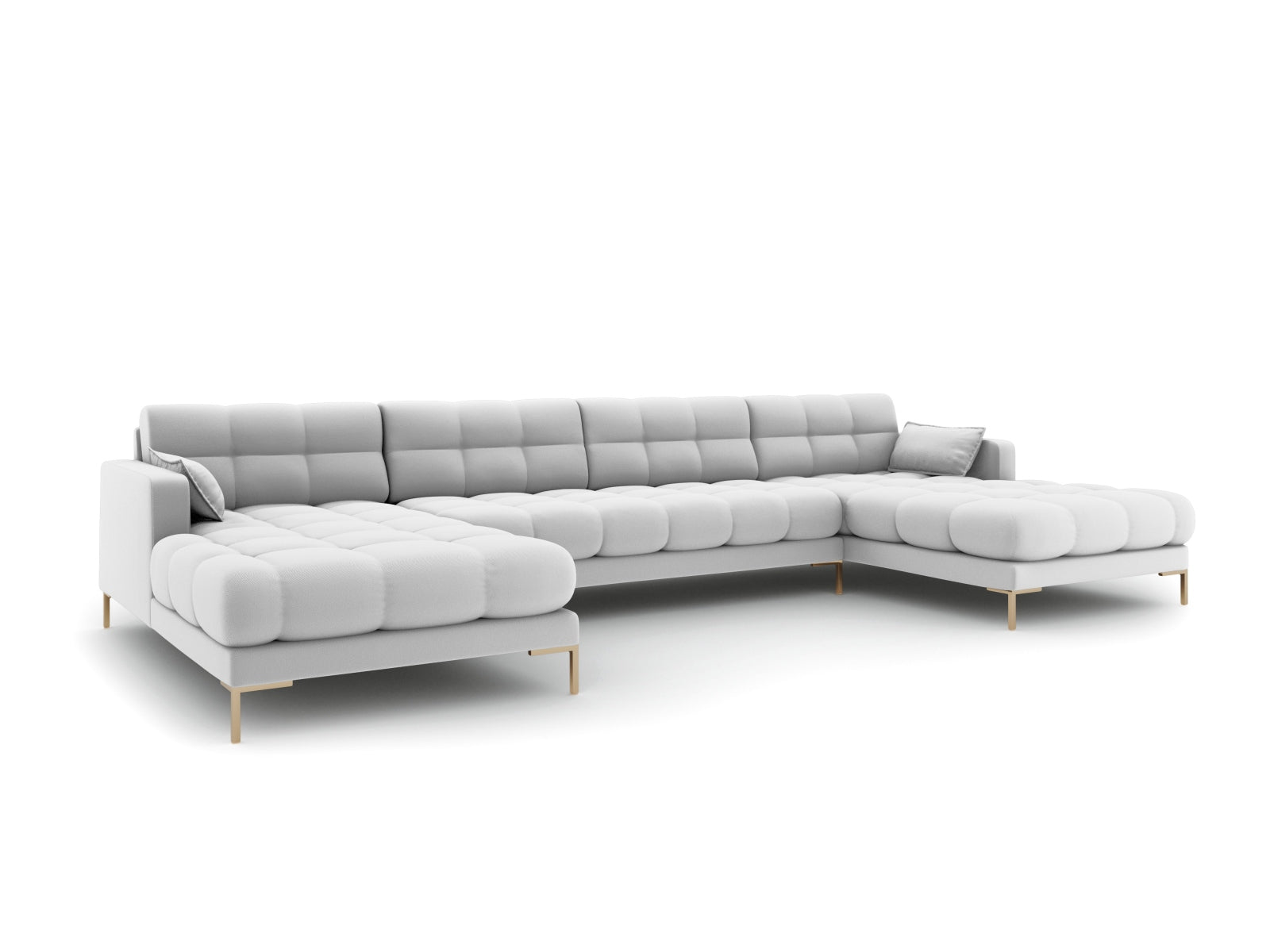 Mamaia Panoramic Sofa 6 Sitzer in Light Grey/Gold präsentiert im Onlineshop von KAQTU Design AG. 5er Sofa ist von Micadoni