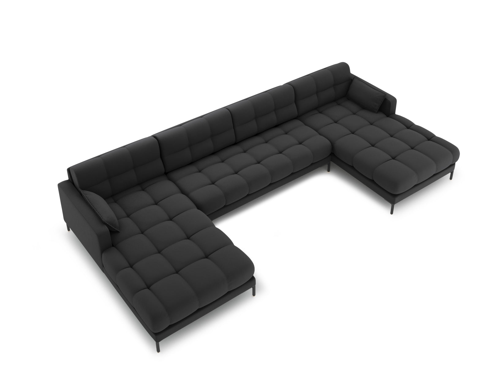 Elegantes Mamaia Panoramic Sofa für 6 Personen in Dunkelgrau/Schwarz, ideal für stilvolle Wohnräume. Hochwertige Verarbeitung von Micadoni.