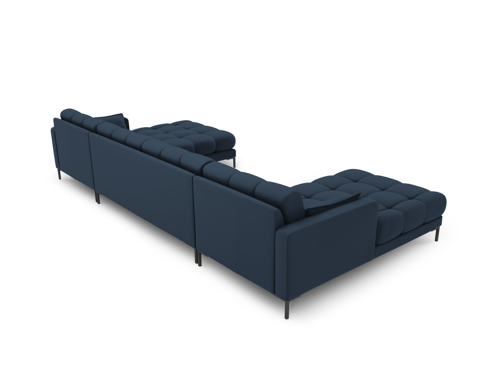 Geräumiges Mamaia Panoramic Sofa für 6 Personen in ansprechendem Blau und Schwarz, perfekt für stilvolle Wohnzimmergestaltung.
