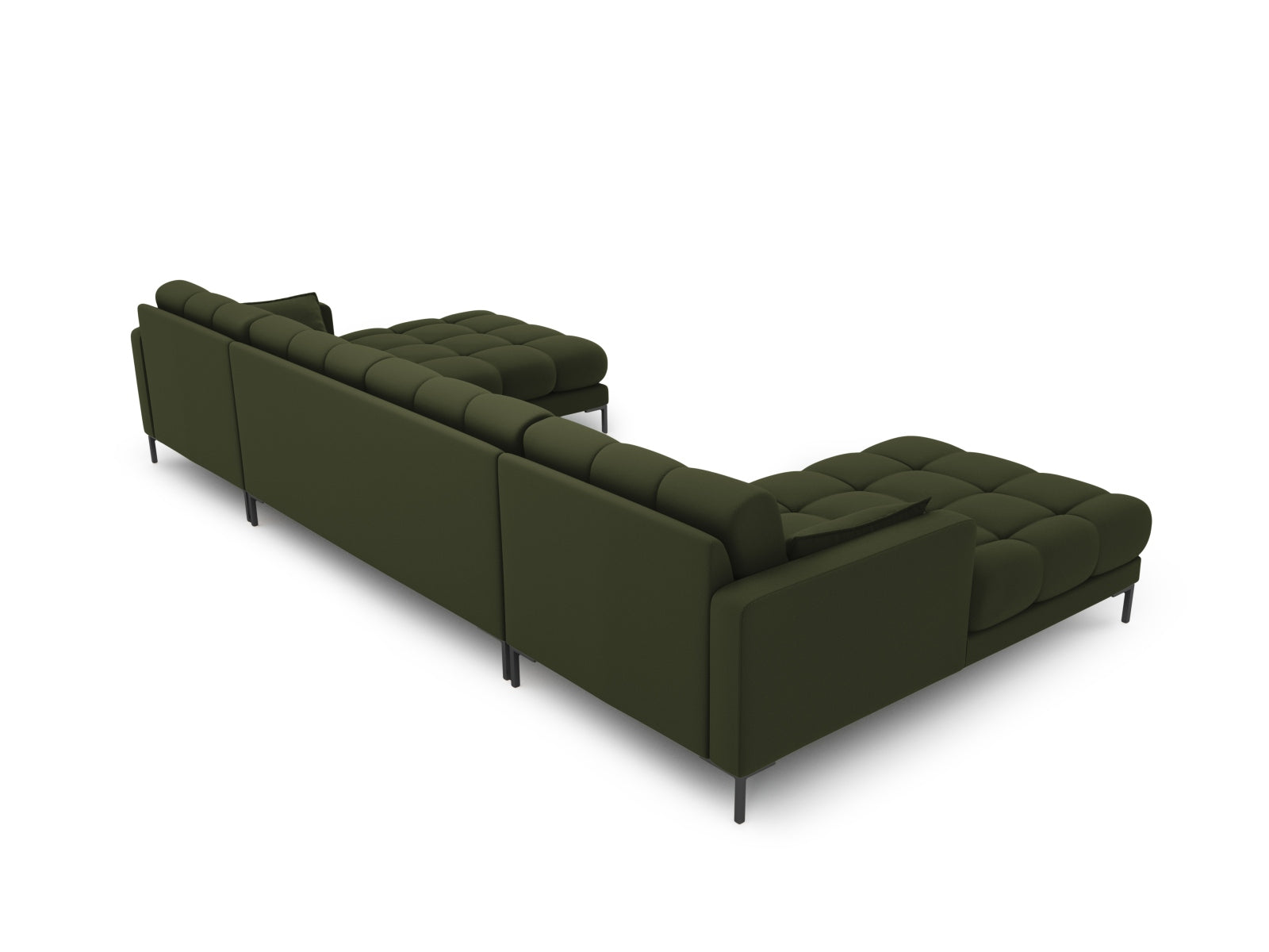 Stilvolles 6-Sitzer Mamaia Panoramic Sofa in ansprechendem Grün und Schwarz, perfekt für gesellige Runden und zeitgemäße Einrichtung.