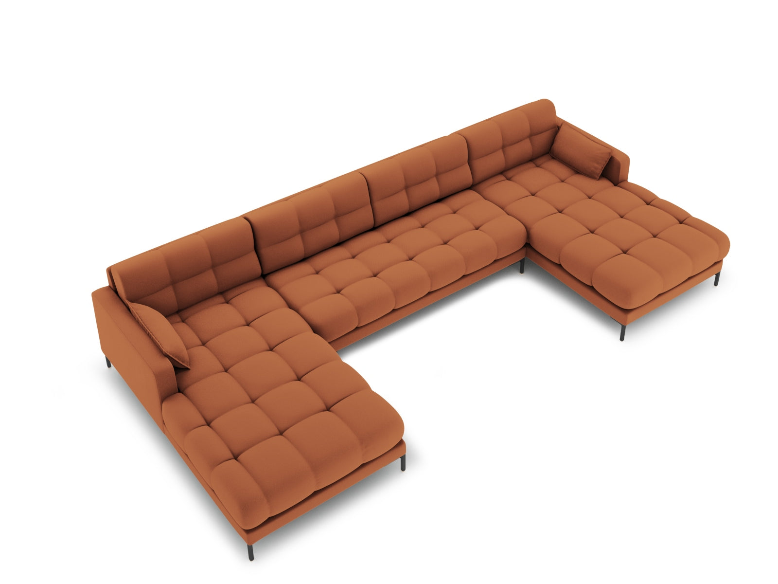 Elegantes Mamaia Panoramic Sofa für 6 Personen in stilvollem Brick und Schwarz-Neve, ideal für moderne Wohnräume.
