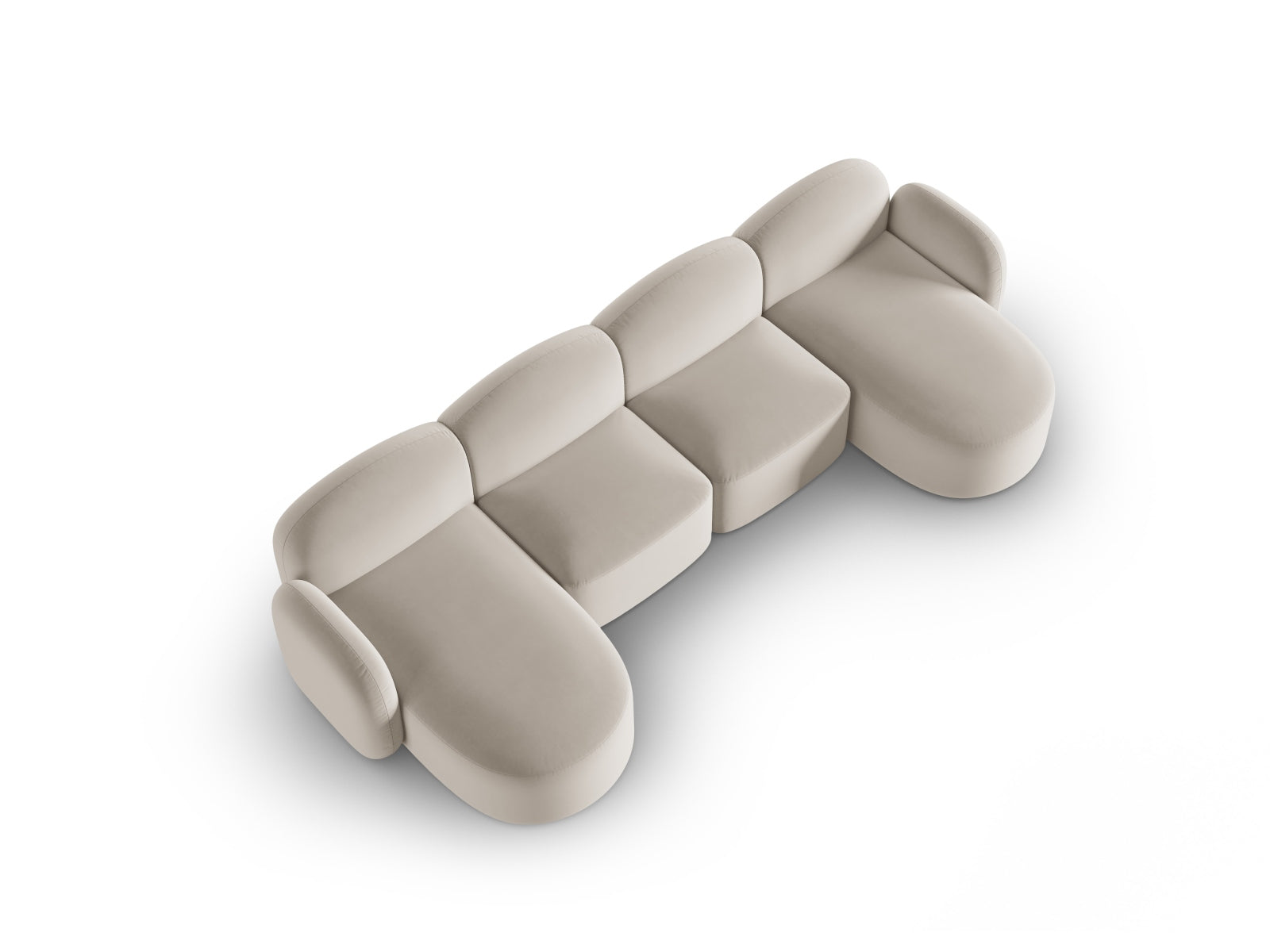 Entdecken Sie das elegante Blair Velour Panoramic Sofa für 6 Personen von Micadoni – perfekt für stilvolle Wohnräume und entspannte Abende.