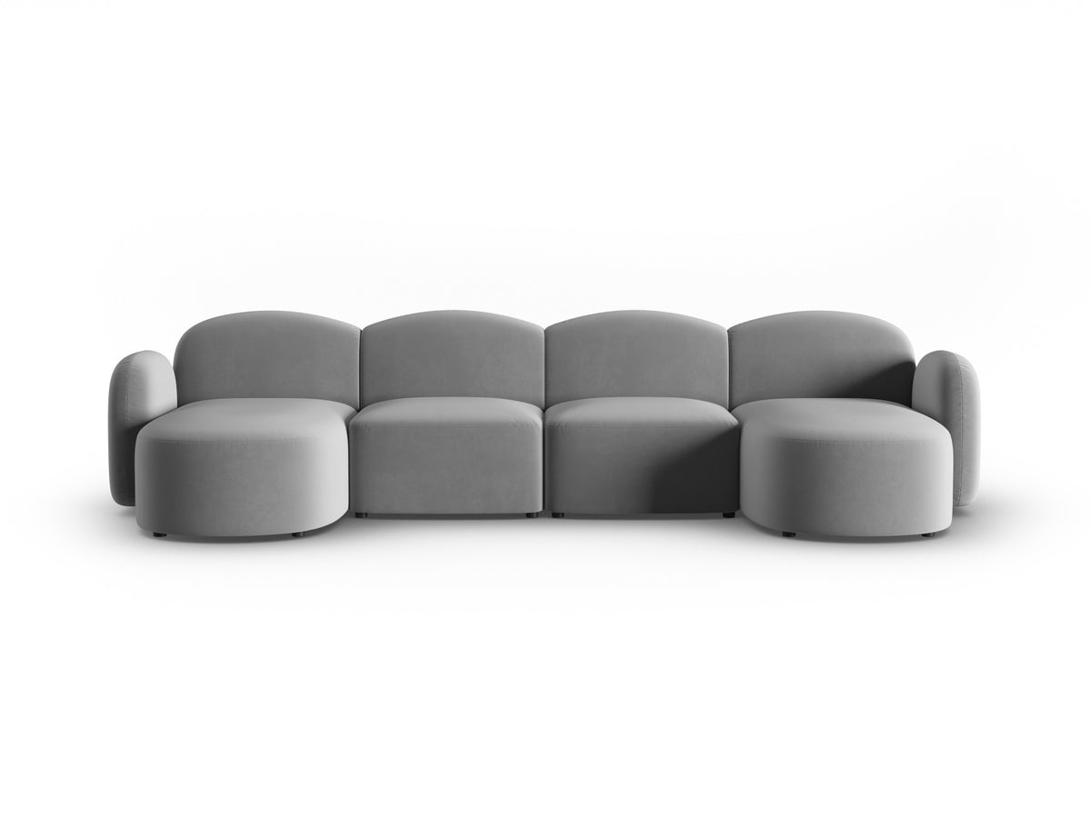 Blair Velour Panoramic Sofa 6 Sitzer in Light Grey-Casino präsentiert im Onlineshop von KAQTU Design AG. 5er Sofa ist von Micadoni