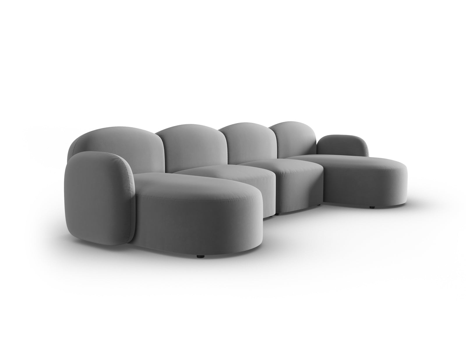 Blair Velour Panoramic Sofa 6 Sitzer in Light Grey-Casino präsentiert im Onlineshop von KAQTU Design AG. 5er Sofa ist von Micadoni