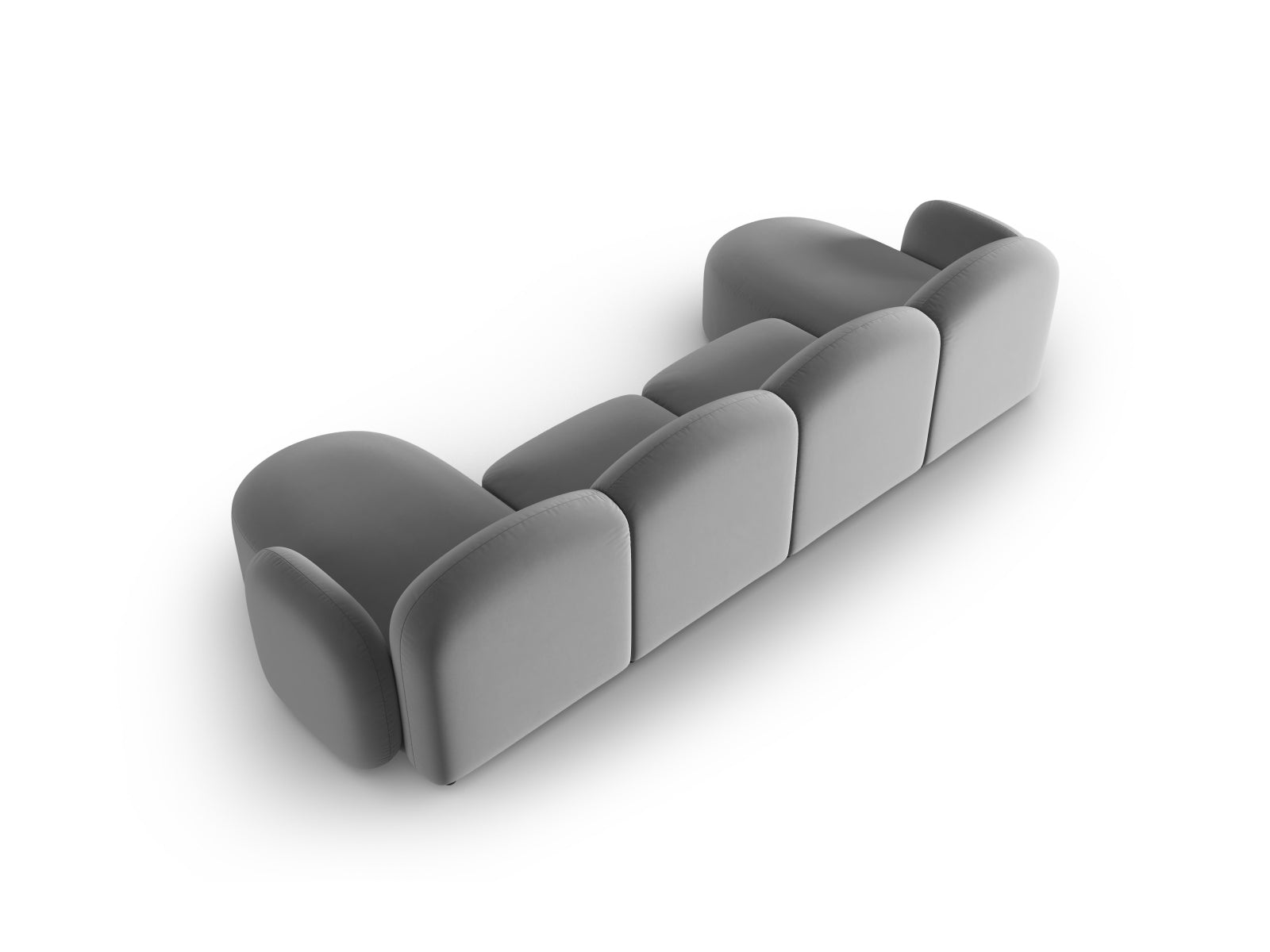 Blair Velour Panoramic Sofa 6 Sitzer in Light Grey-Casino präsentiert im Onlineshop von KAQTU Design AG. 5er Sofa ist von Micadoni