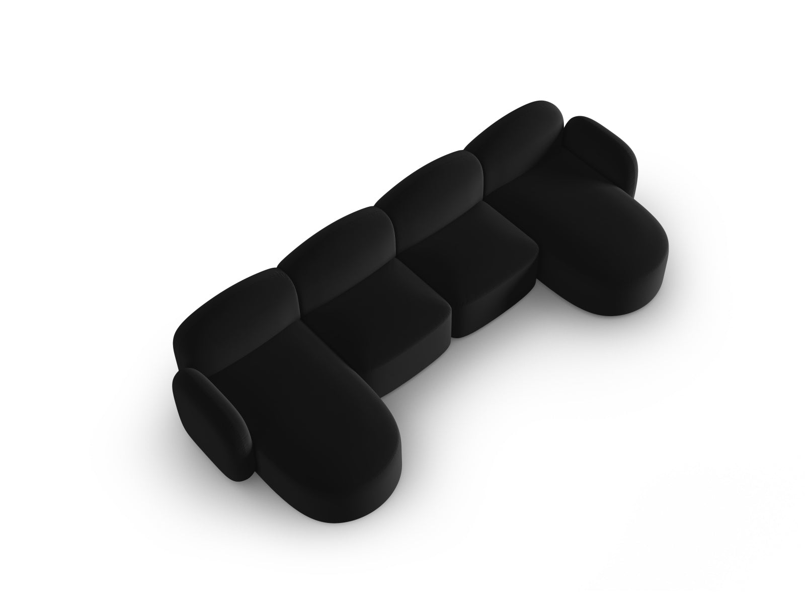 Erleben Sie das stilvolle Blair Velour Panoramic Sofa für 6 Personen von Micadoni – ideal für moderne Wohnzimmer und gemütliche Abende.