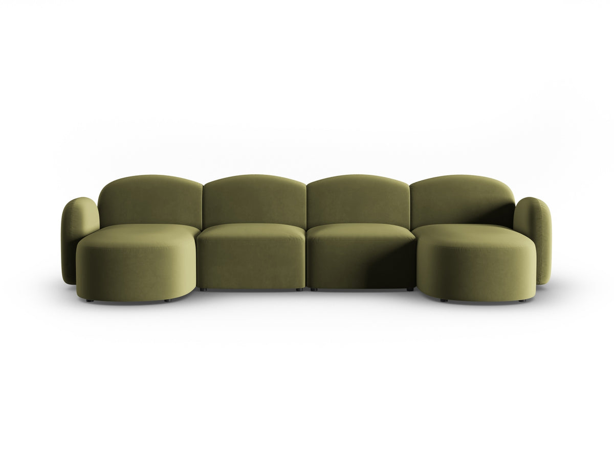 Blair Velour Panoramic Sofa 6 Sitzer in Light Green-Casino präsentiert im Onlineshop von KAQTU Design AG. 5er Sofa ist von Micadoni