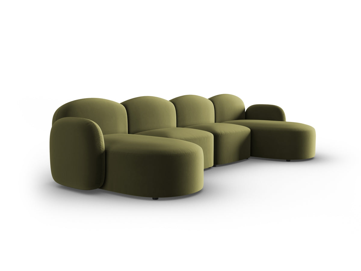 Blair Velour Panoramic Sofa 6 Sitzer in Light Green-Casino präsentiert im Onlineshop von KAQTU Design AG. 5er Sofa ist von Micadoni