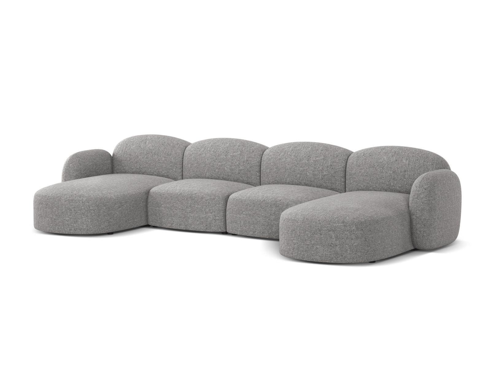 Elegantes 6-Sitzer Ecksofa Blair in hellem Grau, ideal für moderne Wohnräume, bietet Komfort und Stil für die ganze Familie.