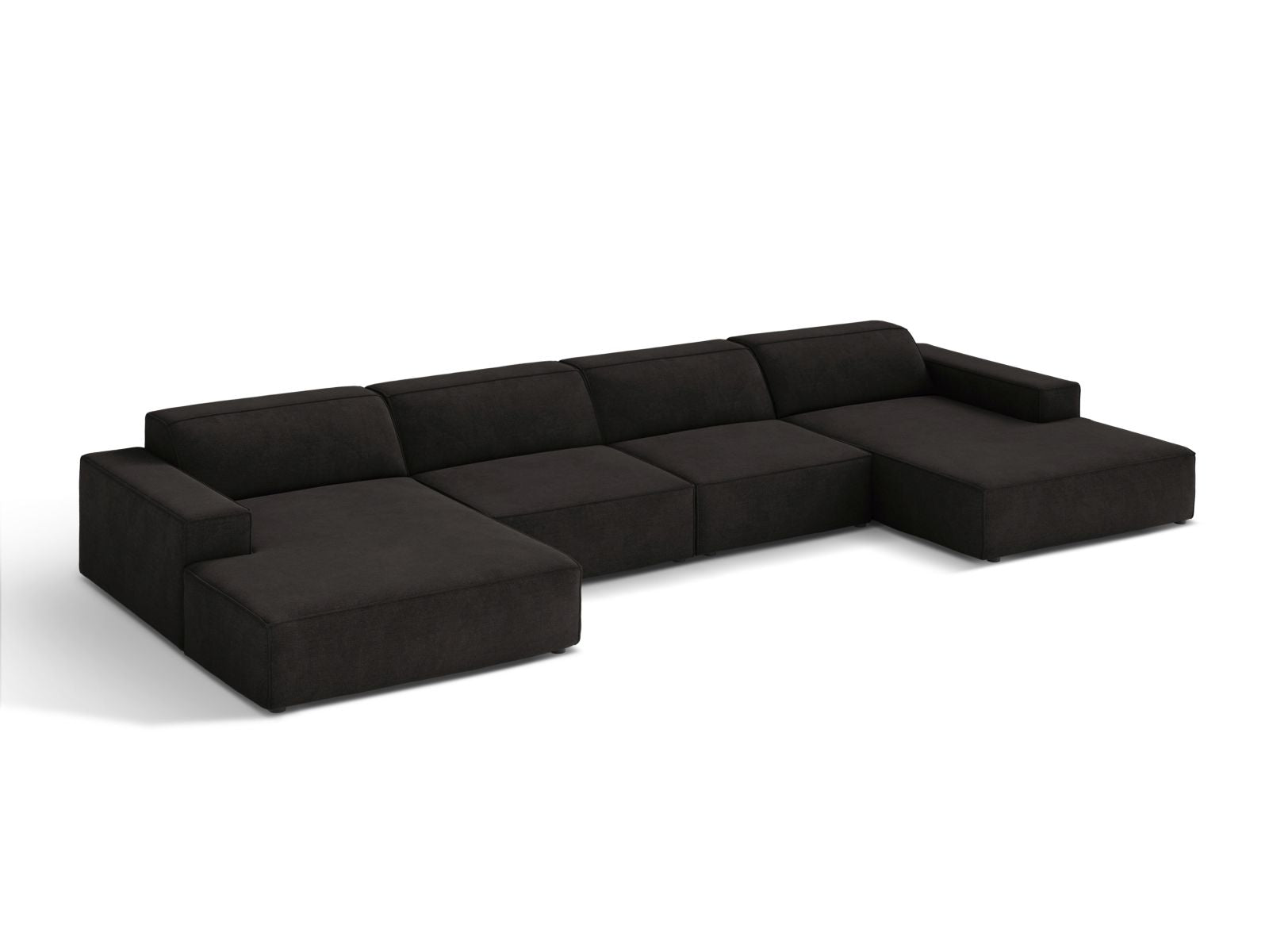 Elegantes 6-Sitzer Panoramasofa Jodie in Schwarz, ideal für stilvolle Wohnräume, präsentiert von Micadoni.