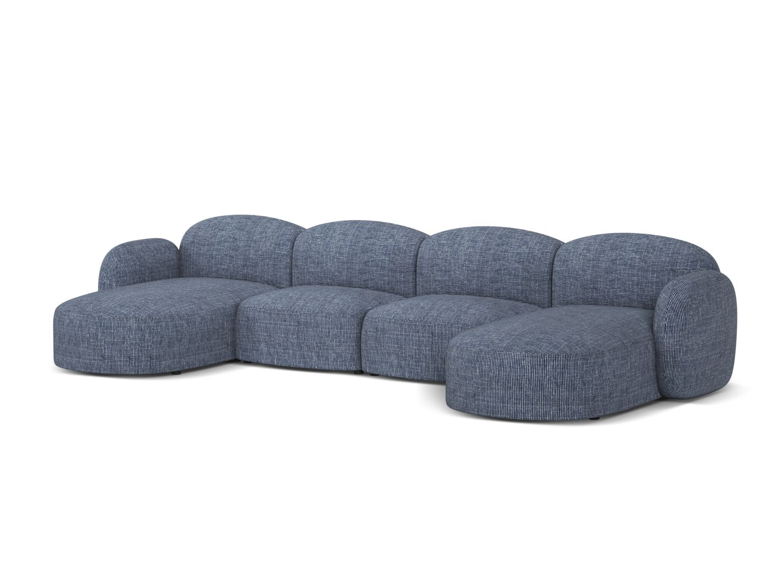 Elegantes 6-Sitzer Ecksofa Blair in stilvollem Blue Melange, ideal für moderne Wohnräume, von Micadoni.