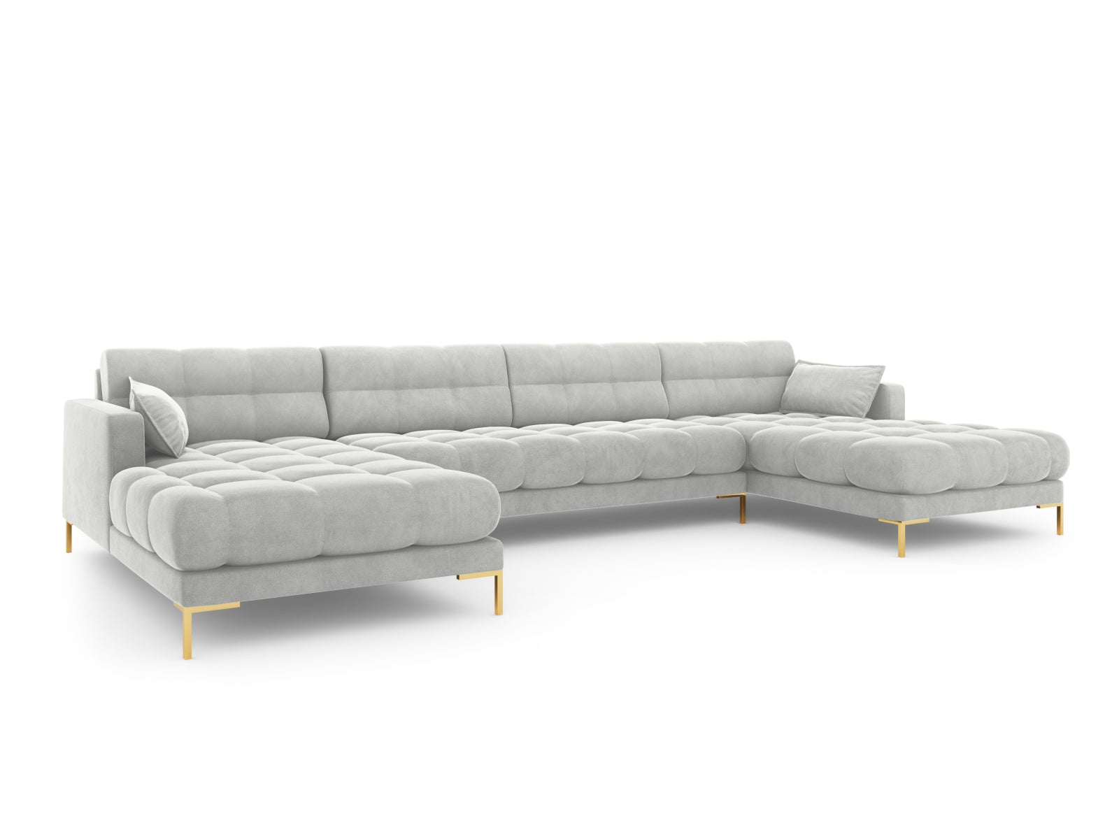 Mamaia Velour Panoramic Sofa 6 Sitzer in Silver/Gold präsentiert im Onlineshop von KAQTU Design AG. 3er Sofa ist von Micadoni