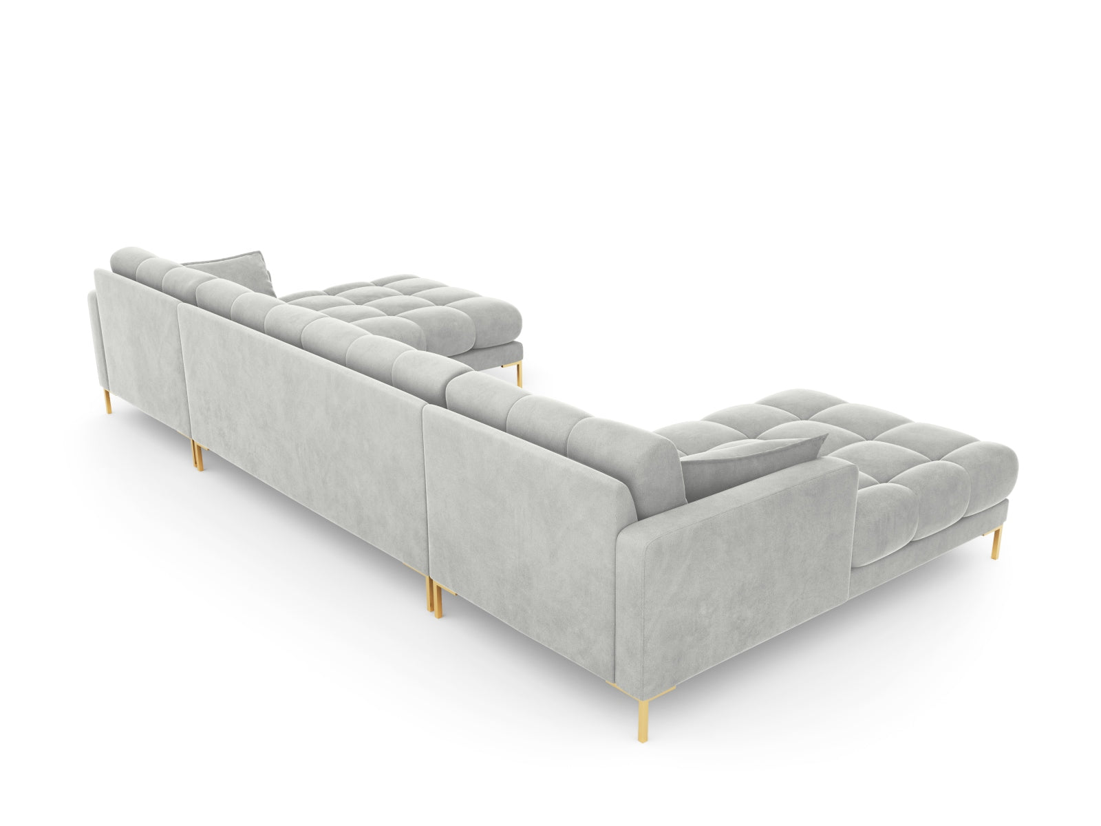 Erleben Sie das Mamaia Velour Panoramic Sofa für 6 Personen von Micadoni – ein elegantes Möbelstück, das Komfort und Stil vereint!