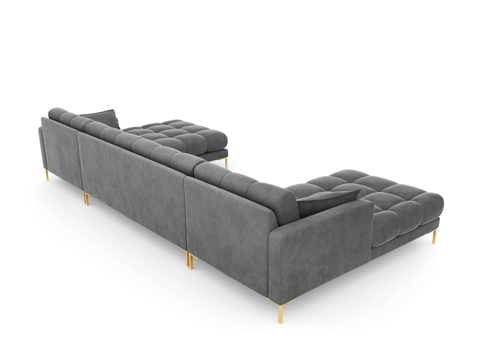 Erleben Sie das Mamaia Velour Panoramic Sofa für 6 Personen von Micadoni – ein elegantes, komfortables Möbelstück, das Ihr Wohnzimmer bereichert.