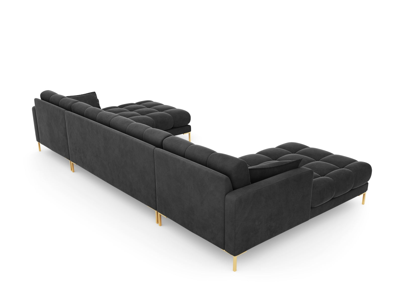 Erleben Sie das Mamaia Velour Panoramic Sofa für 6 Personen von Micadoni – ein elegantes Möbelstück, das Komfort und Stil vereint!