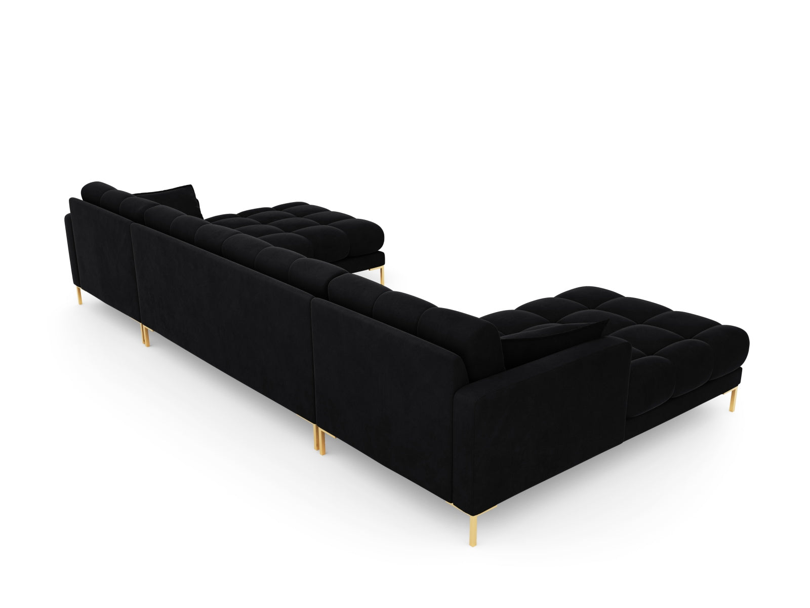 Erleben Sie das Mamaia Velour Panoramic Sofa für 6 Personen von Micadoni – ein elegantes Möbelstück, das Komfort und Stil vereint!