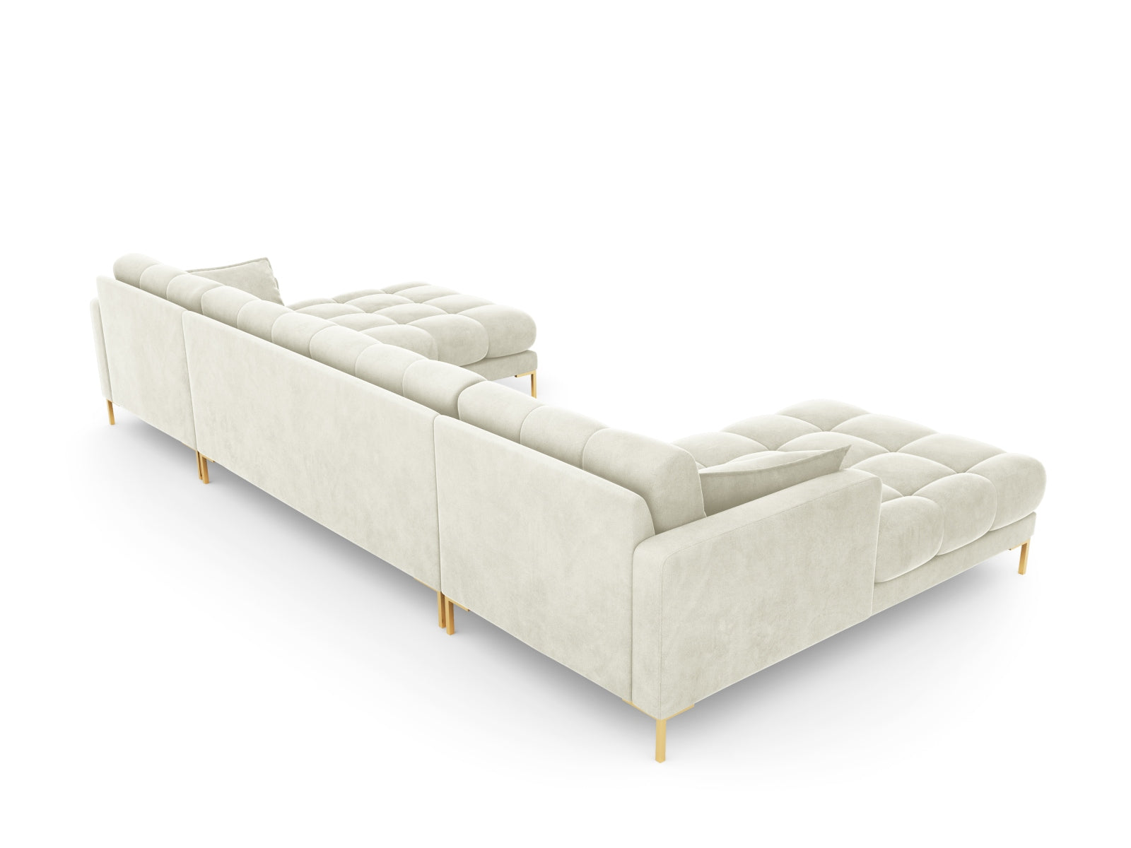 Erleben Sie das Mamaia Velour Panoramic Sofa für 6 Personen von Micadoni – ein elegantes Möbelstück, das Komfort und Stil vereint!