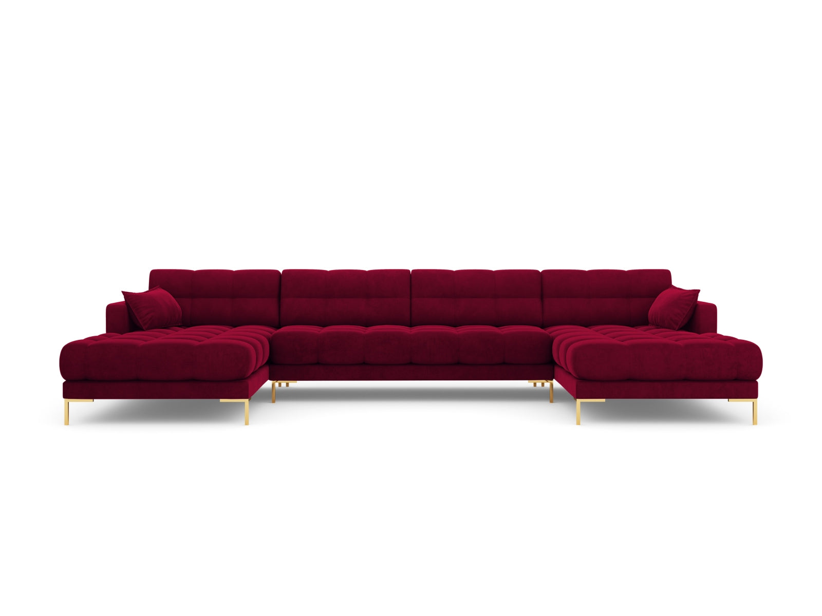 Erleben Sie das luxuriöse Mamaia Velour Panoramic Sofa für 6 Personen von Micadoni – ideal für Komfort und Stil in jedem Wohnraum!