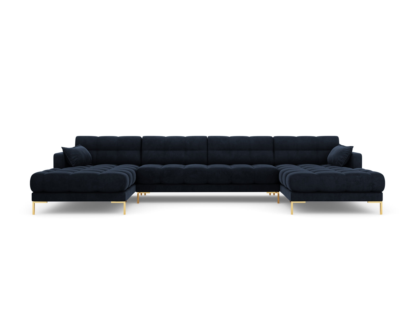 Erleben Sie das Mamaia Velour Panoramic Sofa für 6 Personen von Micadoni – ein elegantes, komfortables Highlight für jedes Wohnzimmer.