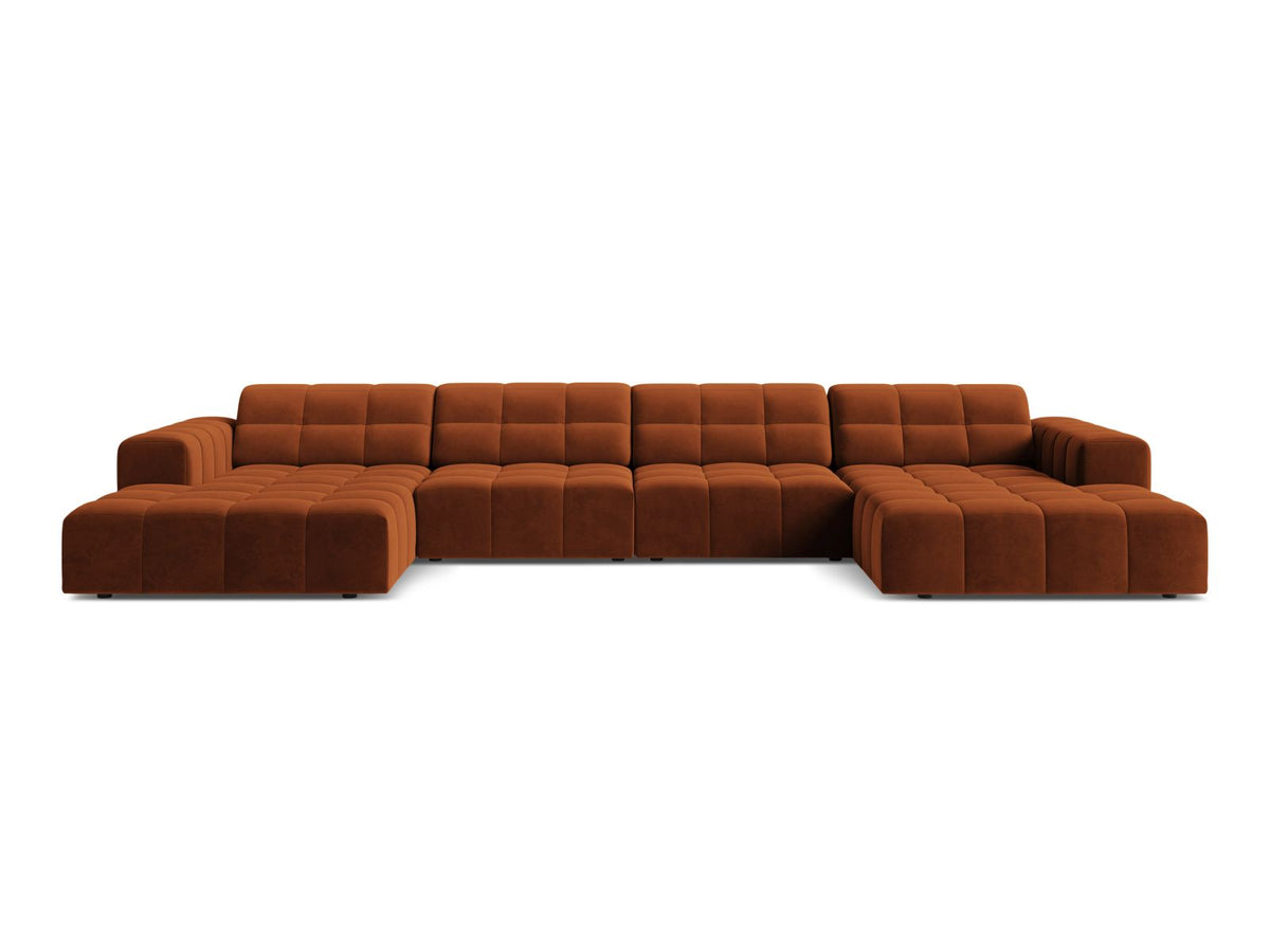 6-Sitzer Panoramic Sofa Jennifer in Terracotta-Bluvel präsentiert im Onlineshop von KAQTU Design AG. Ecksofa ist von Micadoni