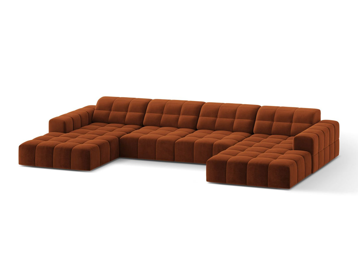6-Sitzer Panoramic Sofa Jennifer in Terracotta-Bluvel präsentiert im Onlineshop von KAQTU Design AG. Ecksofa ist von Micadoni
