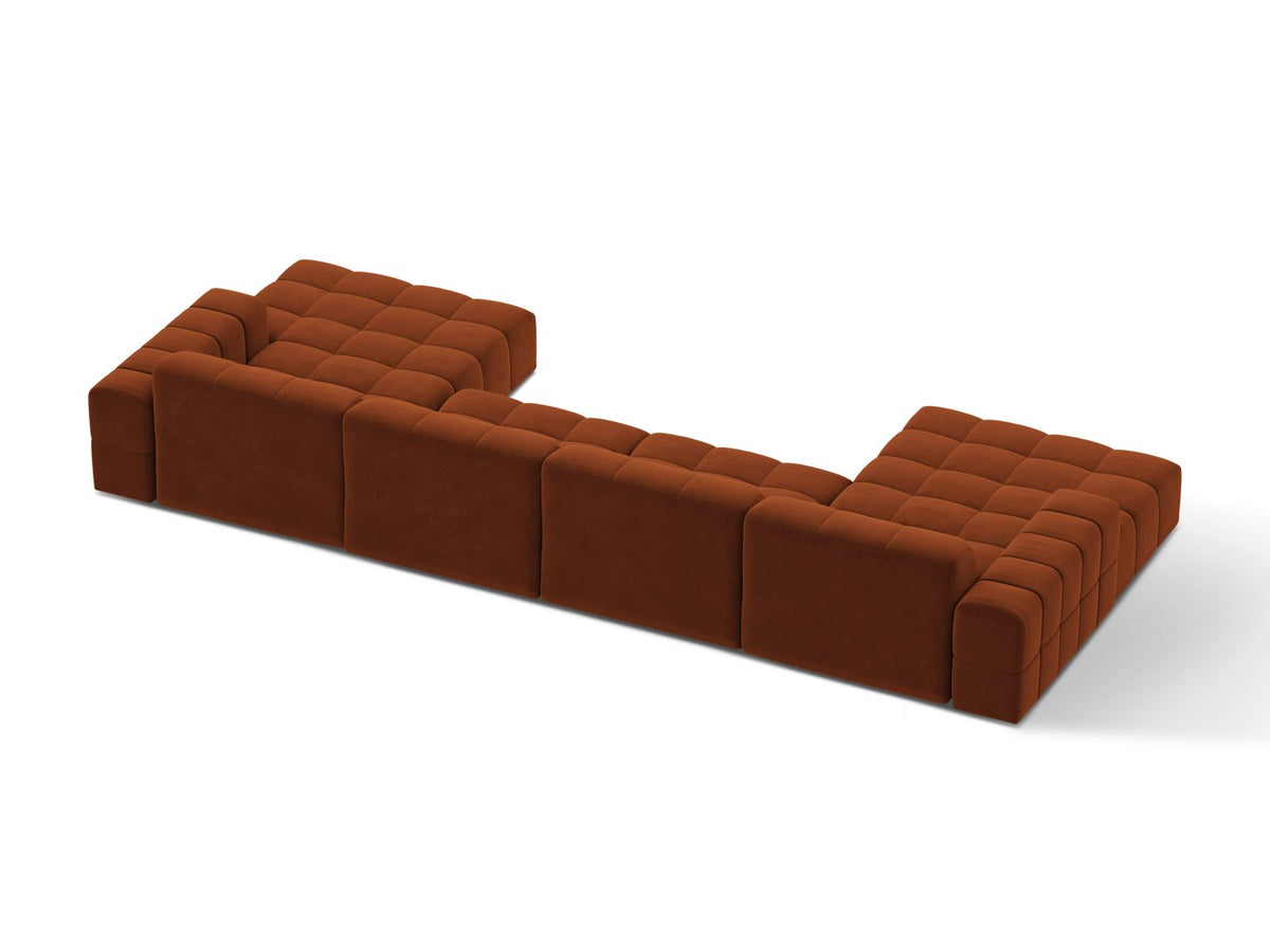 6-Sitzer Panoramic Sofa Jennifer in Terracotta-Bluvel präsentiert im Onlineshop von KAQTU Design AG. Ecksofa ist von Micadoni