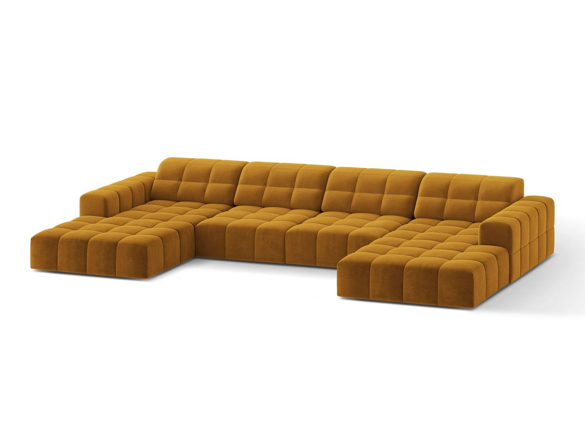 6-Sitzer Panoramic Sofa Jennifer in Yellow-Bluvel präsentiert im Onlineshop von KAQTU Design AG. Ecksofa ist von Micadoni