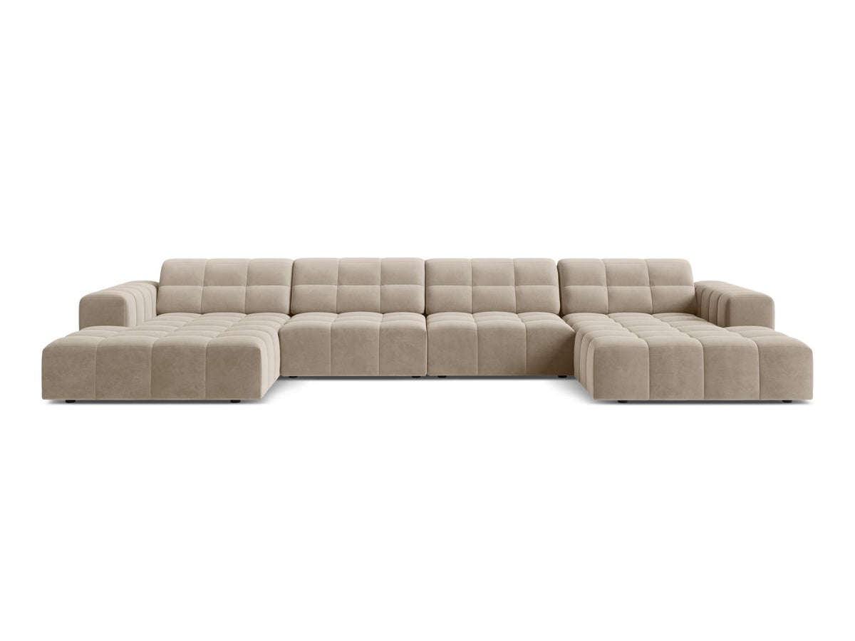 6-Sitzer Panoramic Sofa Jennifer in Dark Beige-Bluvel präsentiert im Onlineshop von KAQTU Design AG. Ecksofa ist von Micadoni