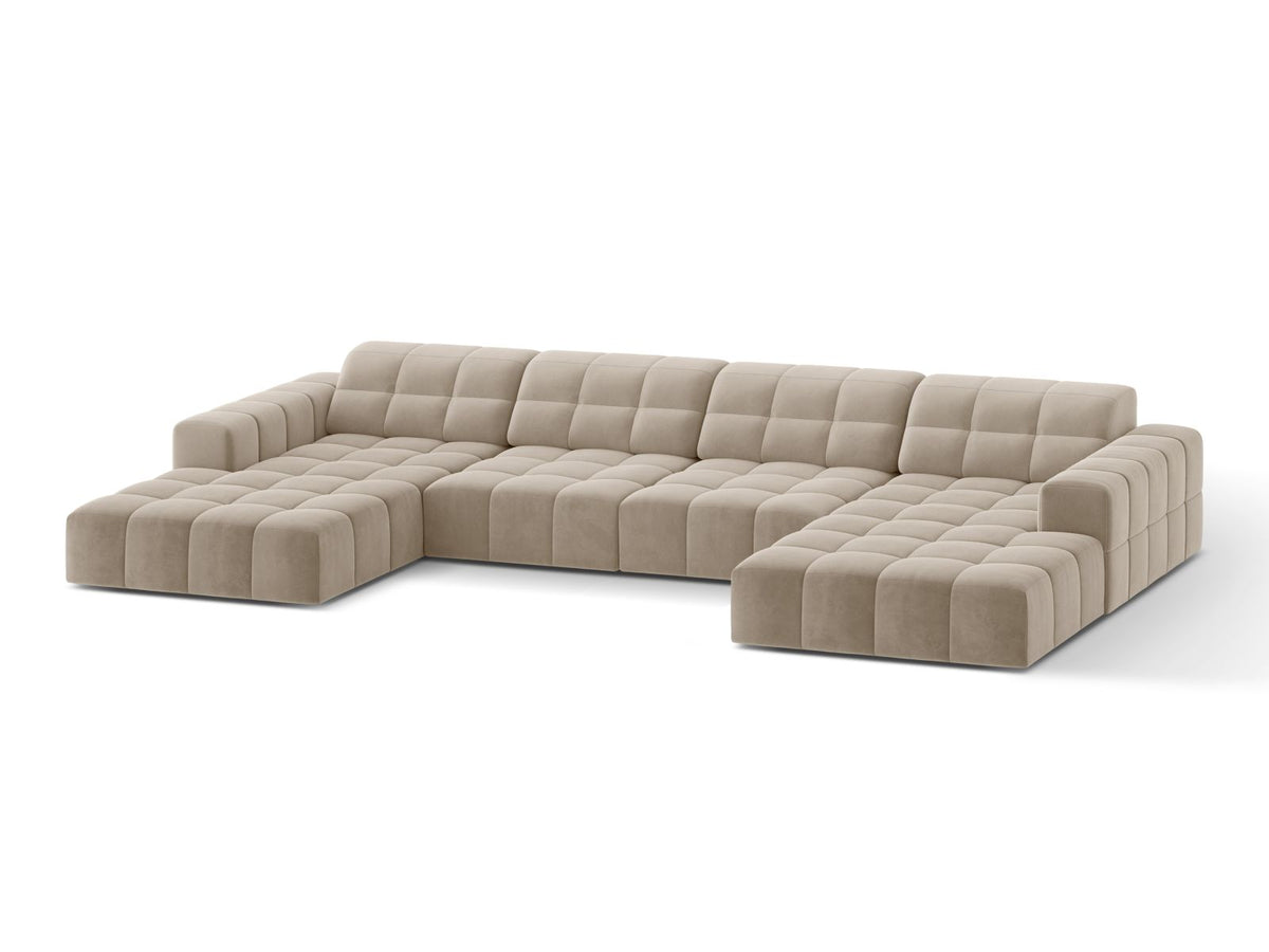 6-Sitzer Panoramic Sofa Jennifer in Dark Beige-Bluvel präsentiert im Onlineshop von KAQTU Design AG. Ecksofa ist von Micadoni