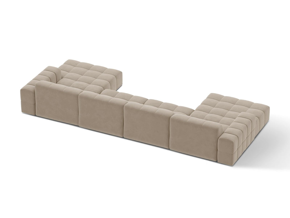 6-Sitzer Panoramic Sofa Jennifer in Dark Beige-Bluvel präsentiert im Onlineshop von KAQTU Design AG. Ecksofa ist von Micadoni