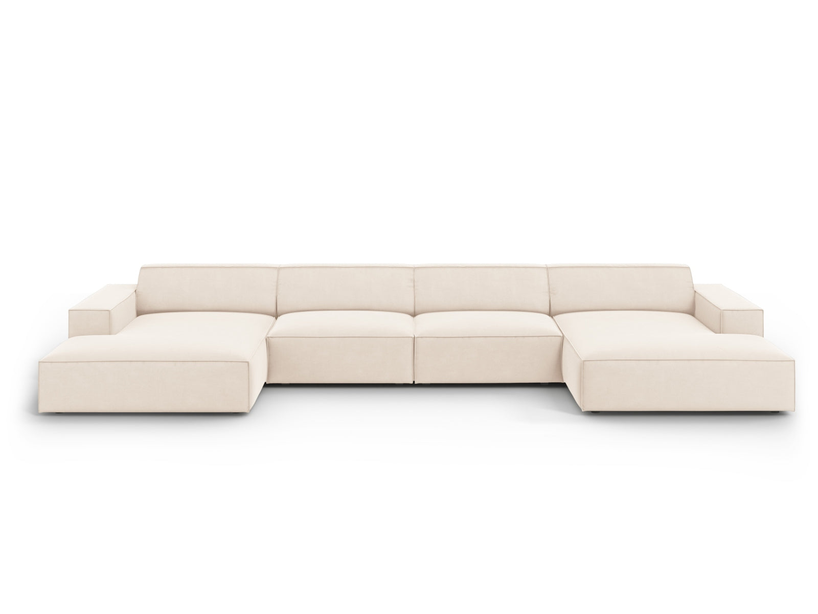 Jodie Velour modulares Panoramic Sofa 6 Sitzer in Light Beige präsentiert im Onlineshop von KAQTU Design AG. 3er Sofa ist von Micadoni