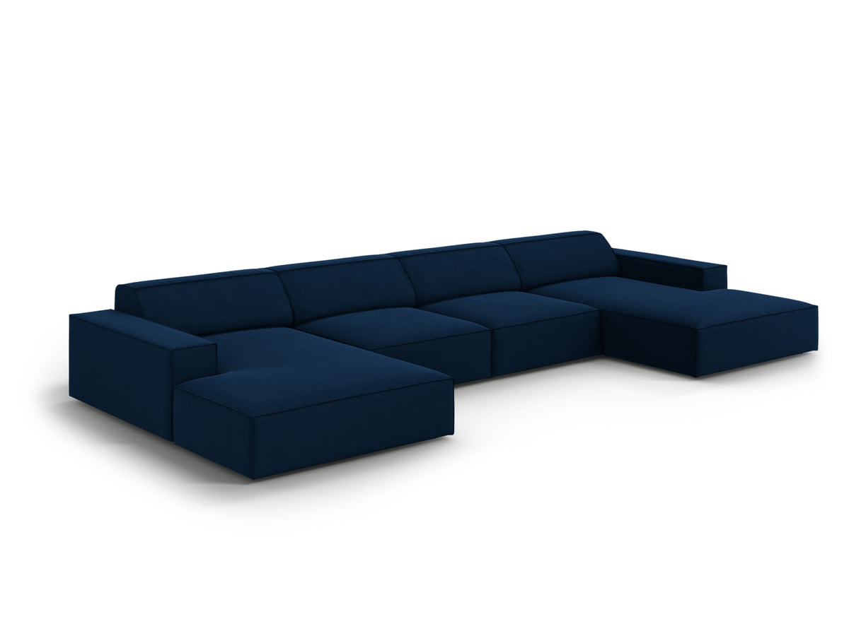 Jodie Velour modulares Panoramic Sofa 6 Sitzer in Royal Blue-Bluvel präsentiert im Onlineshop von KAQTU Design AG. 3er Sofa ist von Micadoni