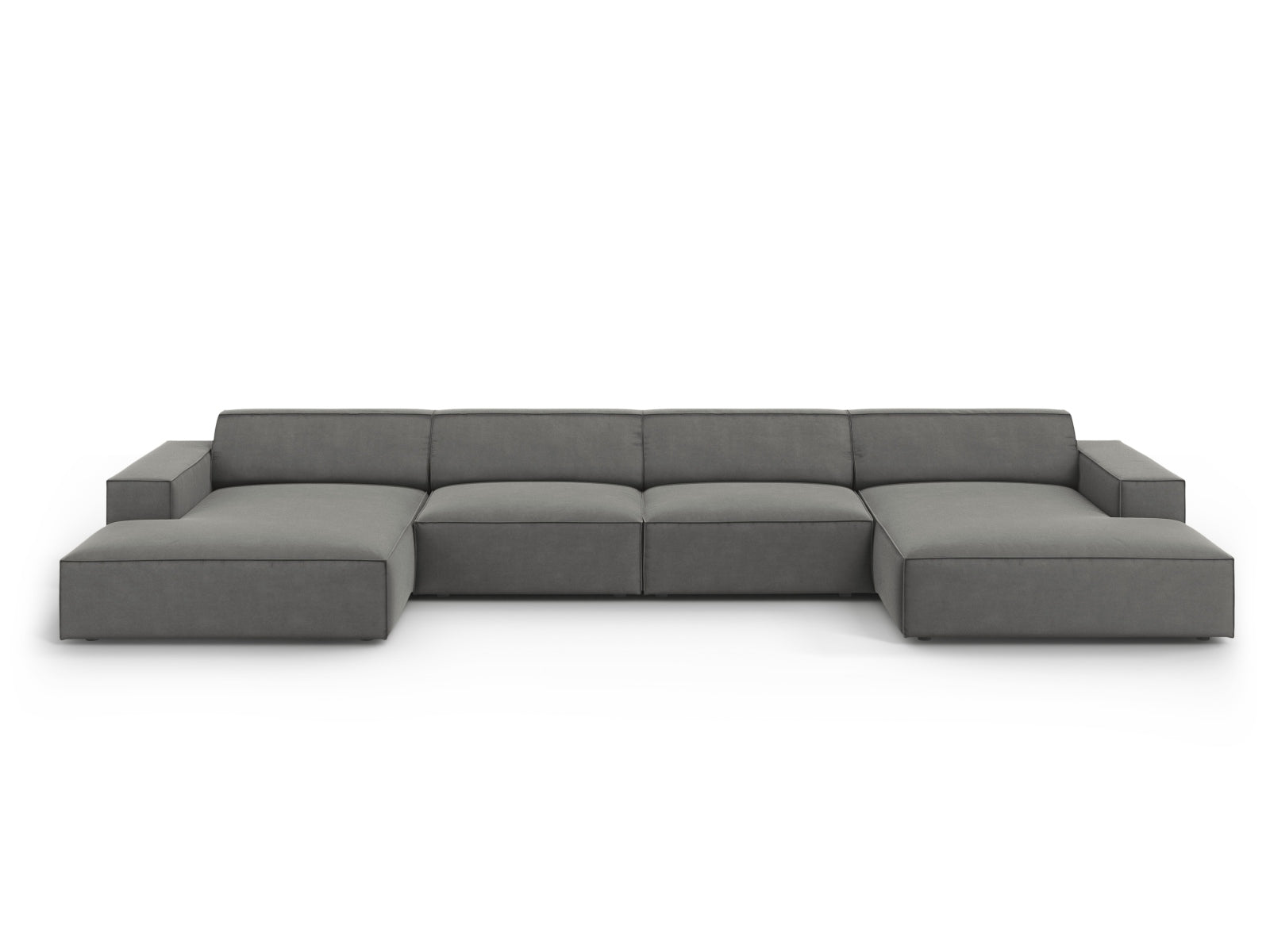 Jodie Velour modulares Panoramic Sofa 6 Sitzer in Light Grey präsentiert im Onlineshop von KAQTU Design AG. 3er Sofa ist von Micadoni