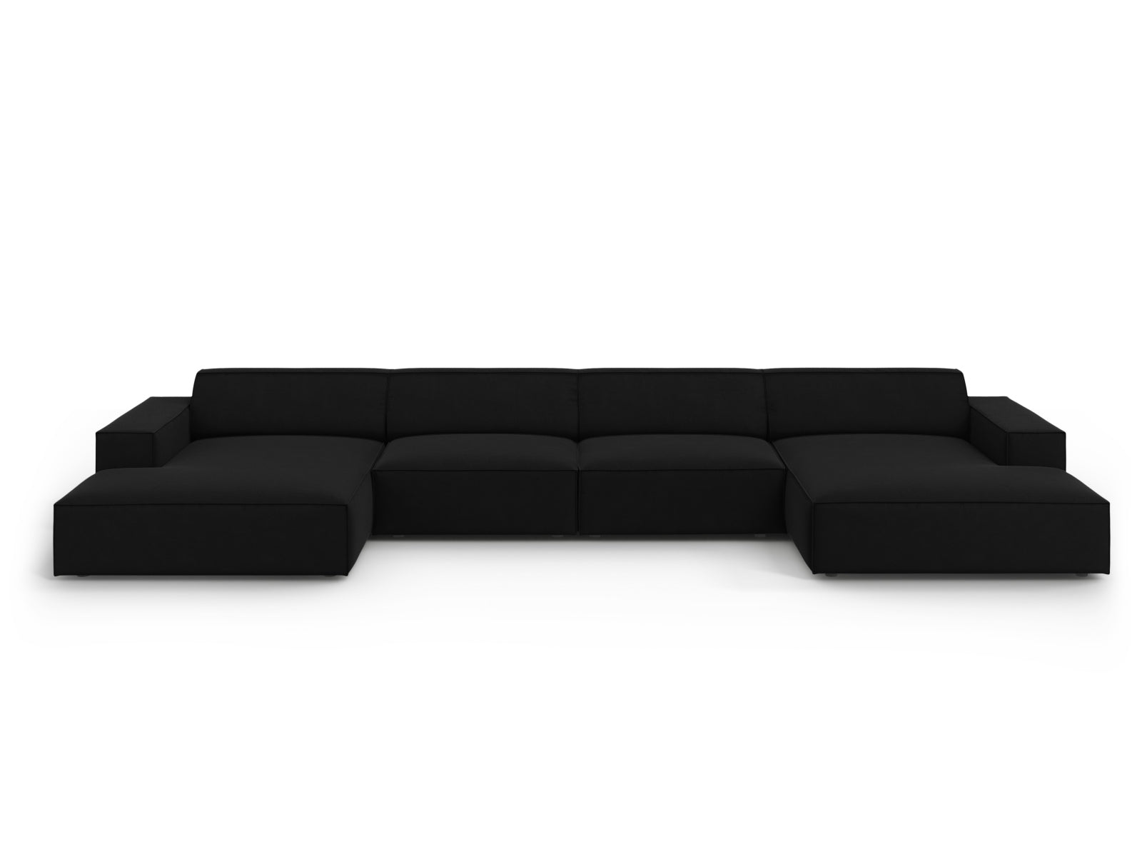 Jodie Velour modulares Panoramic Sofa 6 Sitzer in Black-Bluvel präsentiert im Onlineshop von KAQTU Design AG. 3er Sofa ist von Micadoni