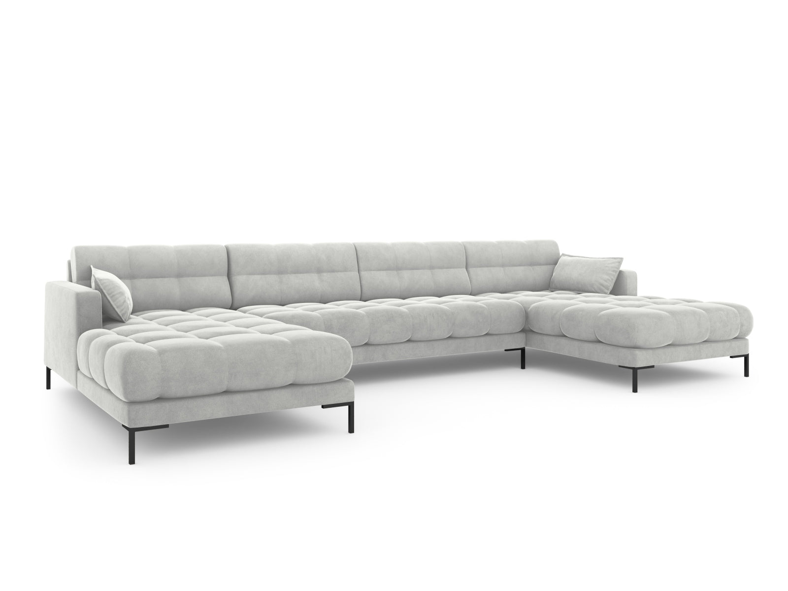 Mamaia Velour Panoramic Sofa 6 Sitzer in Silver/Schwarz präsentiert im Onlineshop von KAQTU Design AG. 3er Sofa ist von Micadoni