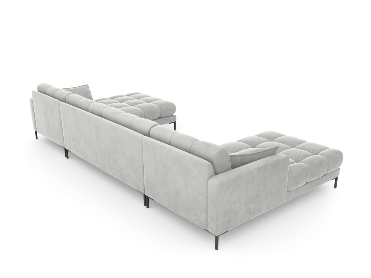 Mamaia Velour Panoramic Sofa 6 Sitzer in Silver/Schwarz-Bluvel präsentiert im Onlineshop von KAQTU Design AG. 3er Sofa ist von Micadoni