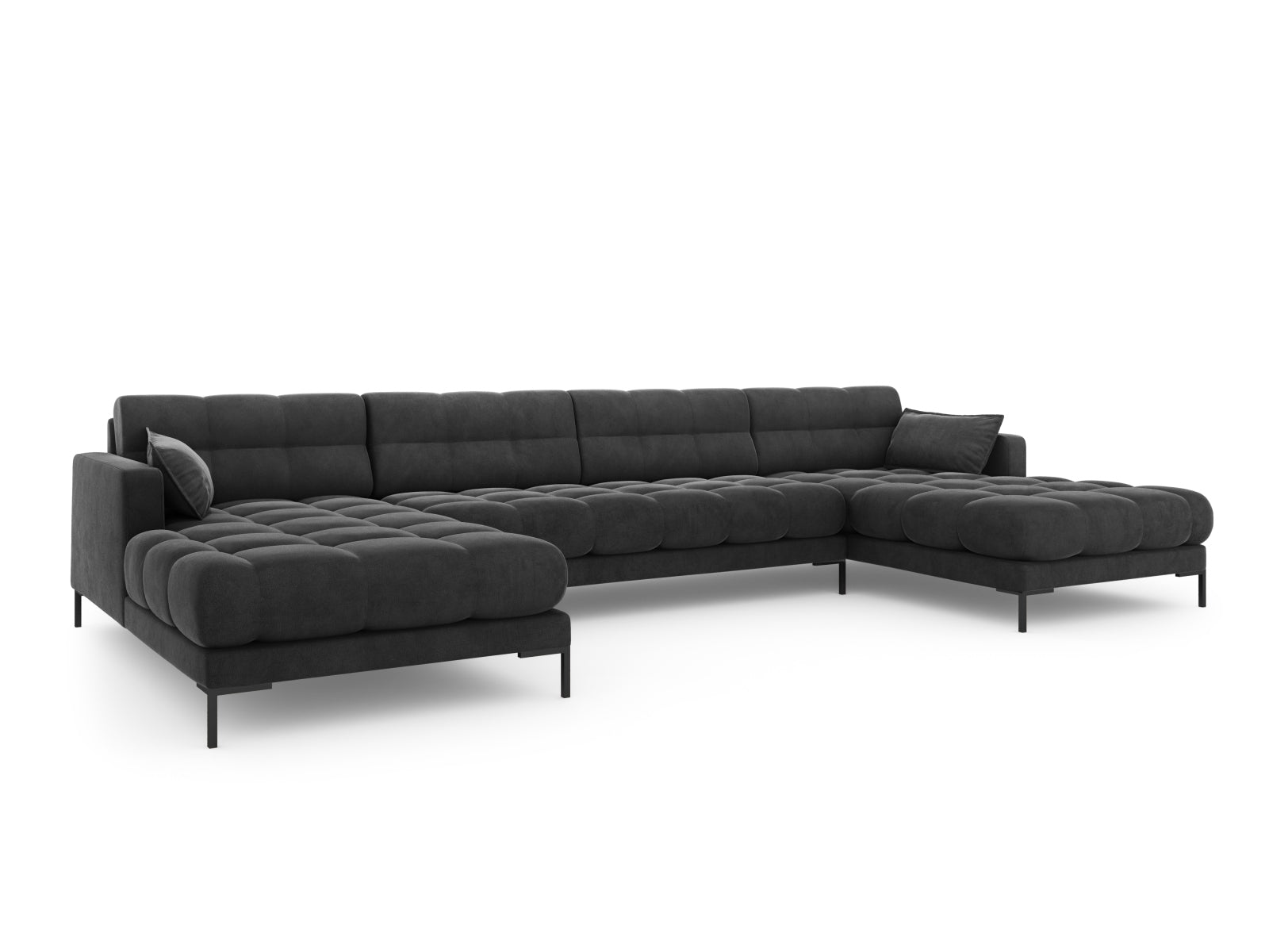 Mamaia Velour Panoramic Sofa 6 Sitzer in Dark Grey/Schwarz-Bluvel präsentiert im Onlineshop von KAQTU Design AG. 3er Sofa ist von Micadoni