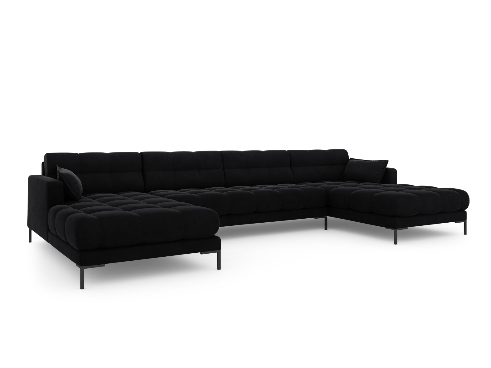 Mamaia Velour Panoramic Sofa 6 Sitzer in Black/Schwarz-Bluvel präsentiert im Onlineshop von KAQTU Design AG. 3er Sofa ist von Micadoni