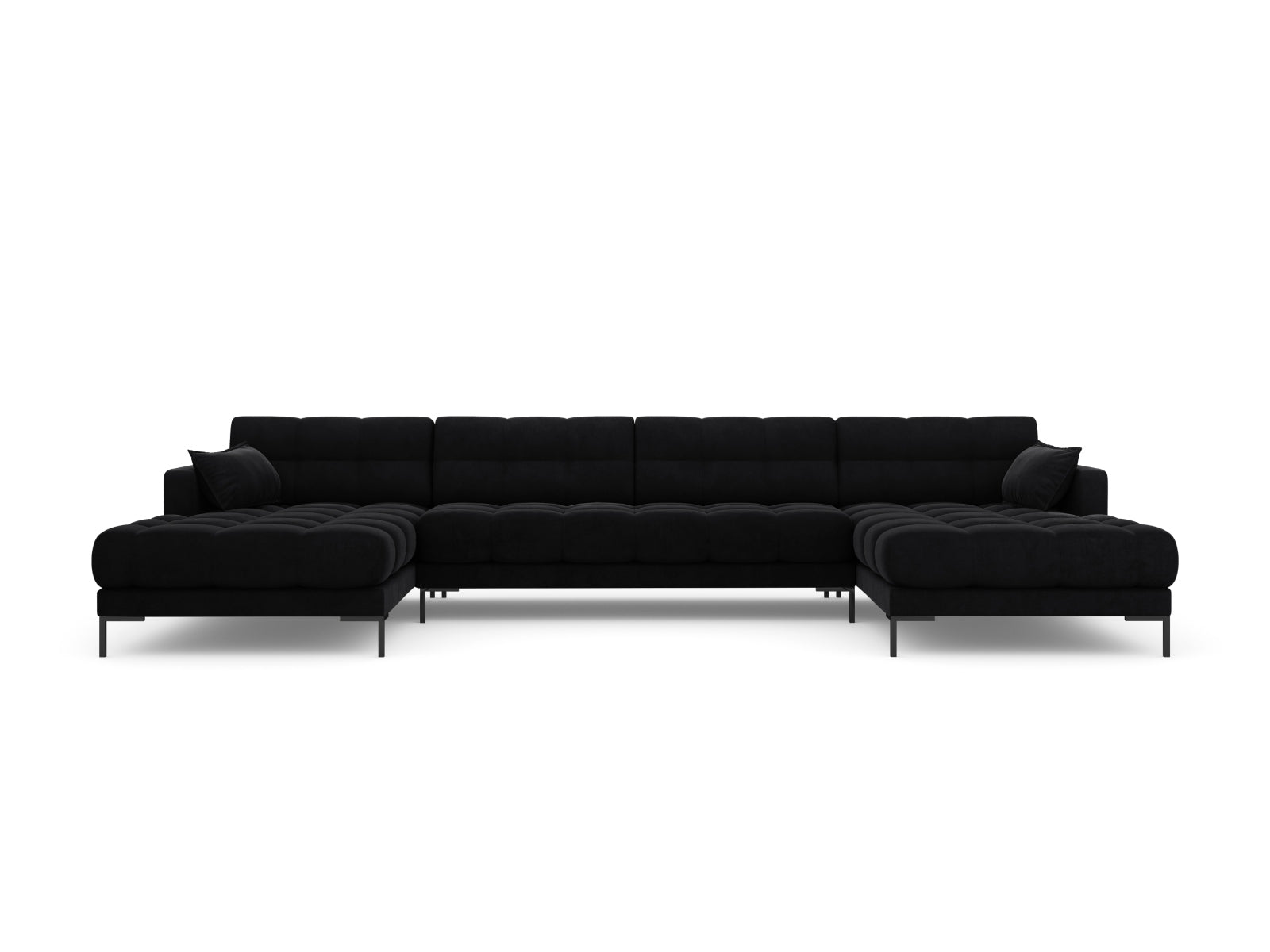 Erleben Sie das luxuriöse Mamaia Velour Panoramic Sofa für 6 Personen von Micadoni – ideal für Komfort und Stil in jedem Wohnraum!